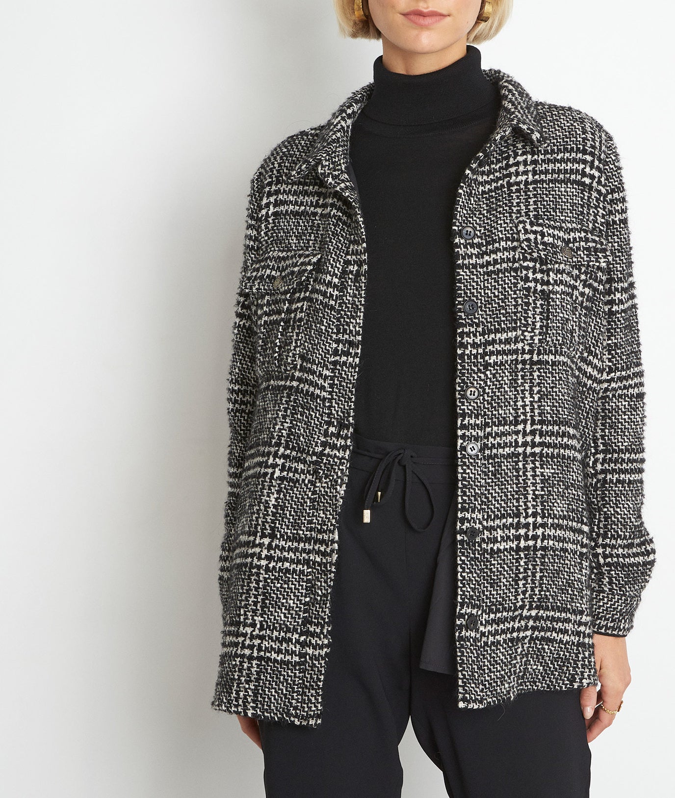 Surchemise en tweed noir et blanc Perle Faume - seconde main