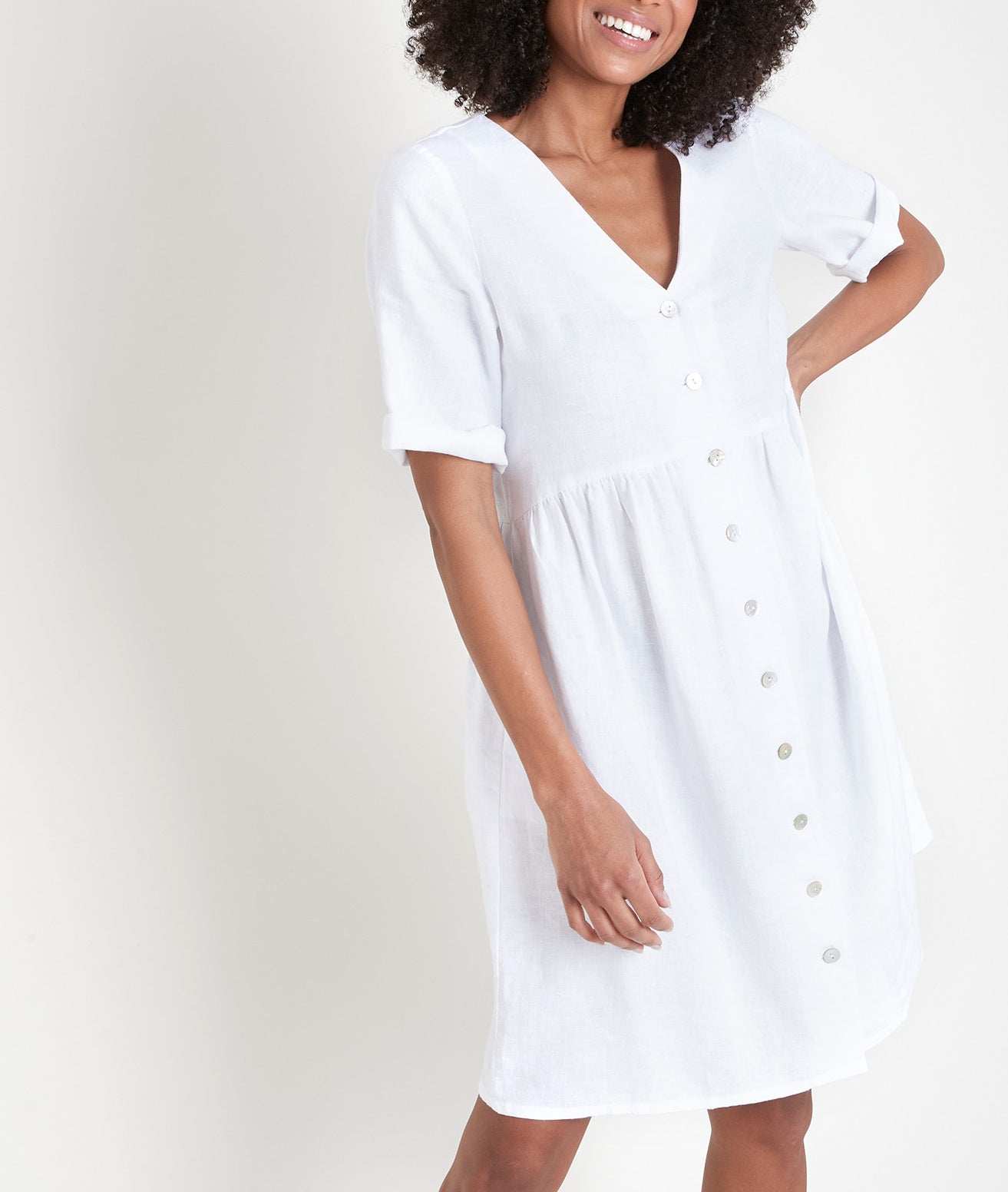Robe en lin certifié boutonnée blanche Lalou Faume - seconde main