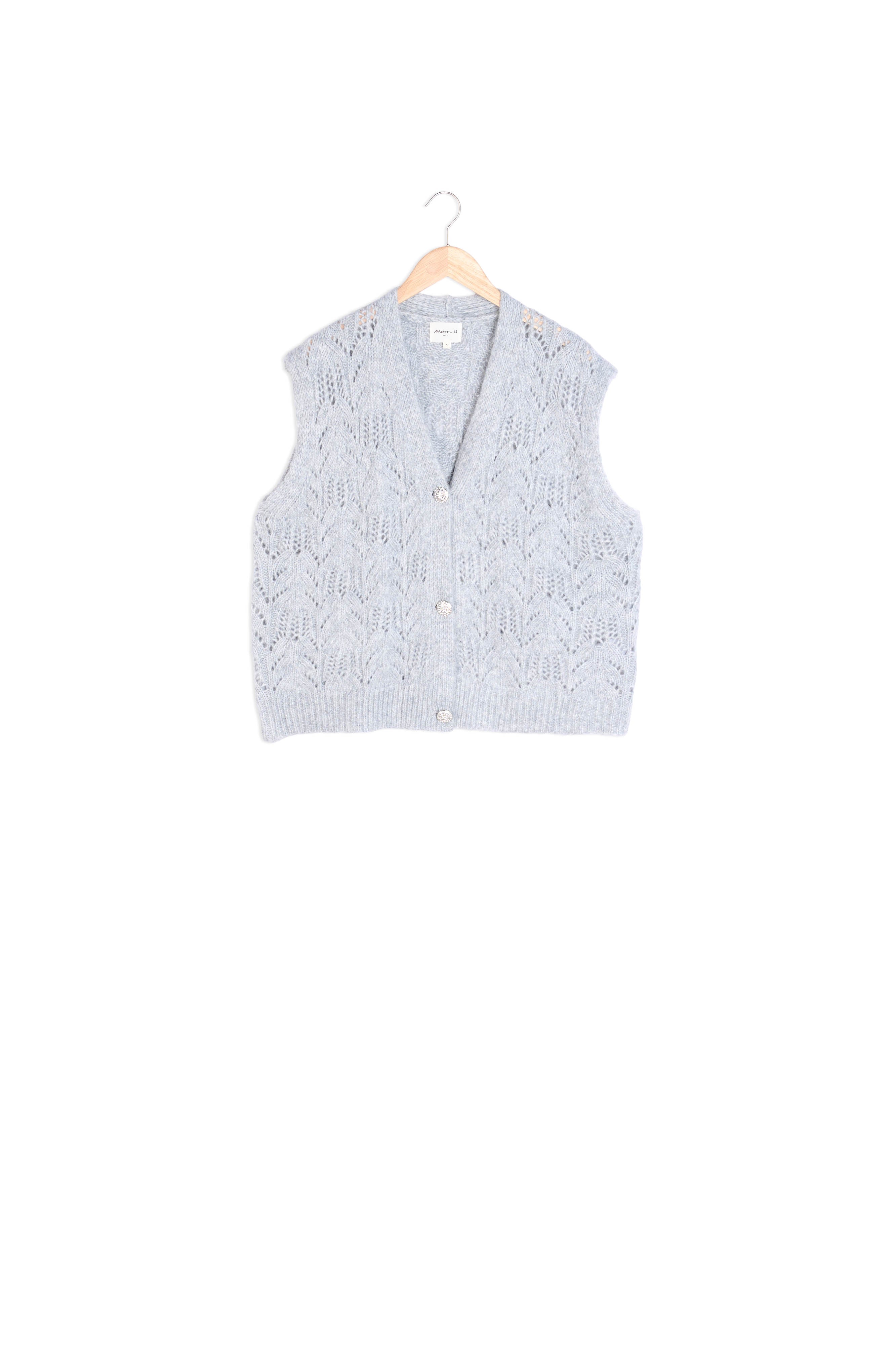 Gilet sans manches ajouré gris chiné Bawer Bis Faume - seconde main