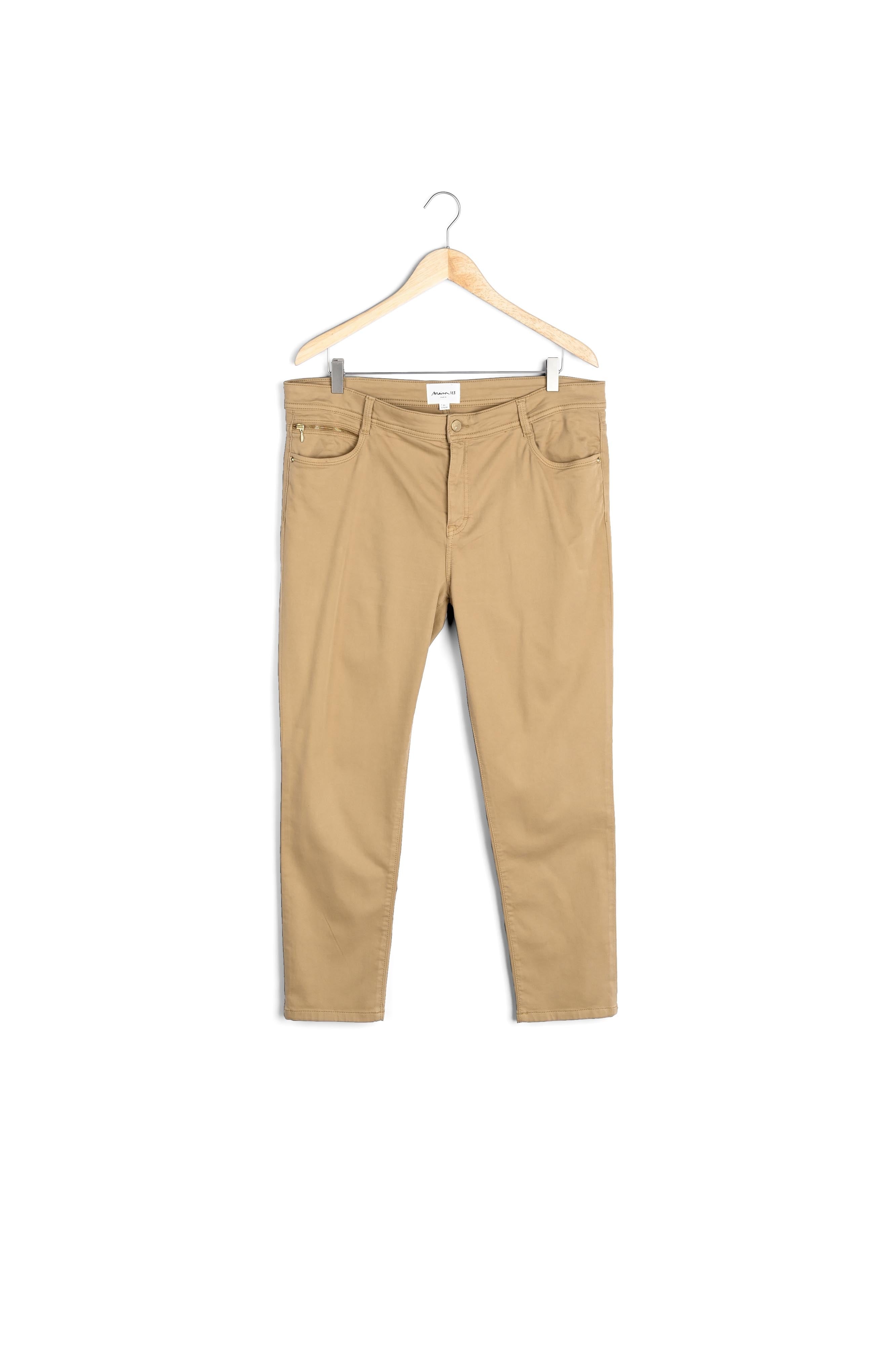 L'iconique slim jean satin de coton camel Sultan Faume - seconde main