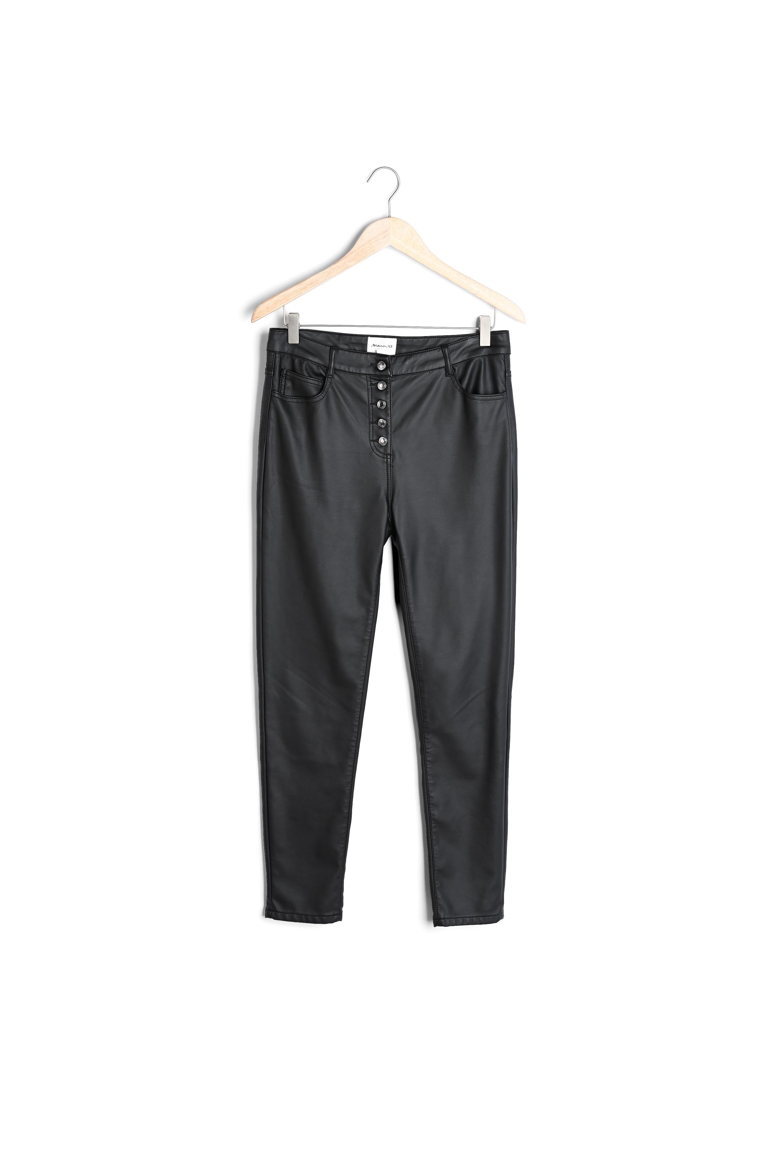 Pantalon en cuir synthétique noir DUNCAN Faume - seconde main