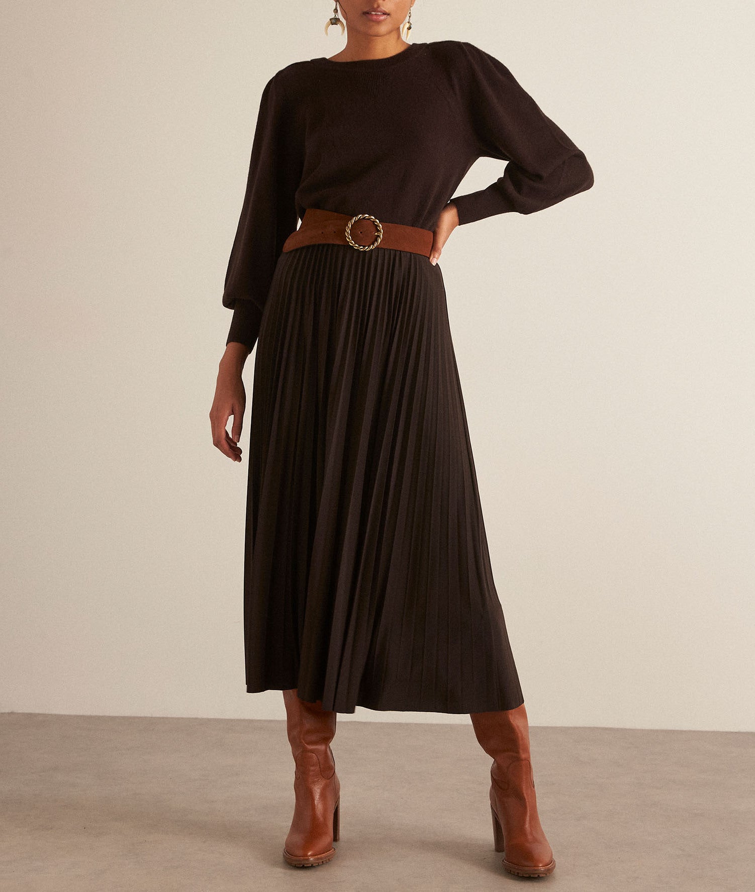 Pull en laine responsable et yack marron Bright Faume - seconde main