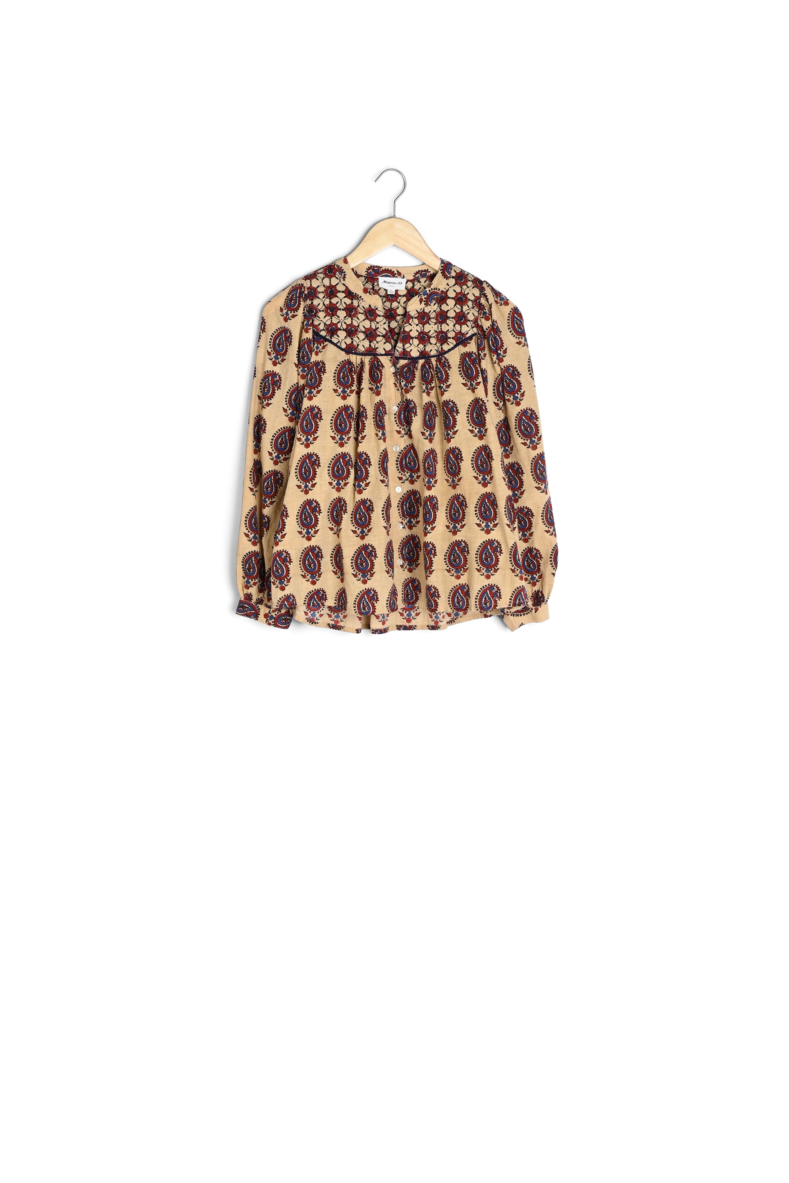 Blouse imprimée en coton beige Camille Faume - seconde main