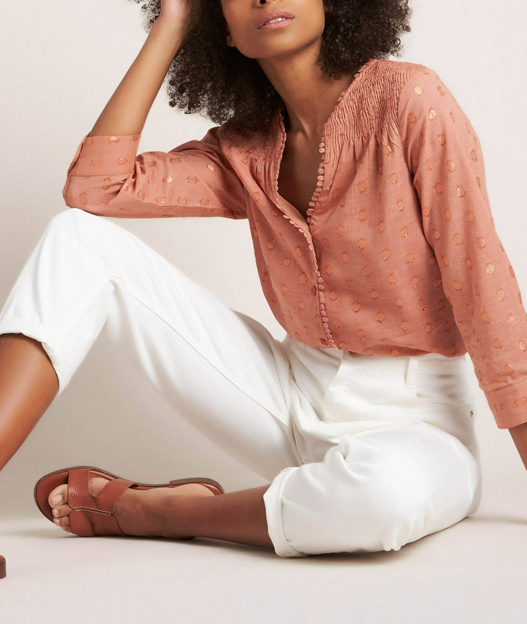 Blouse rose lurex Elma Faume - seconde main