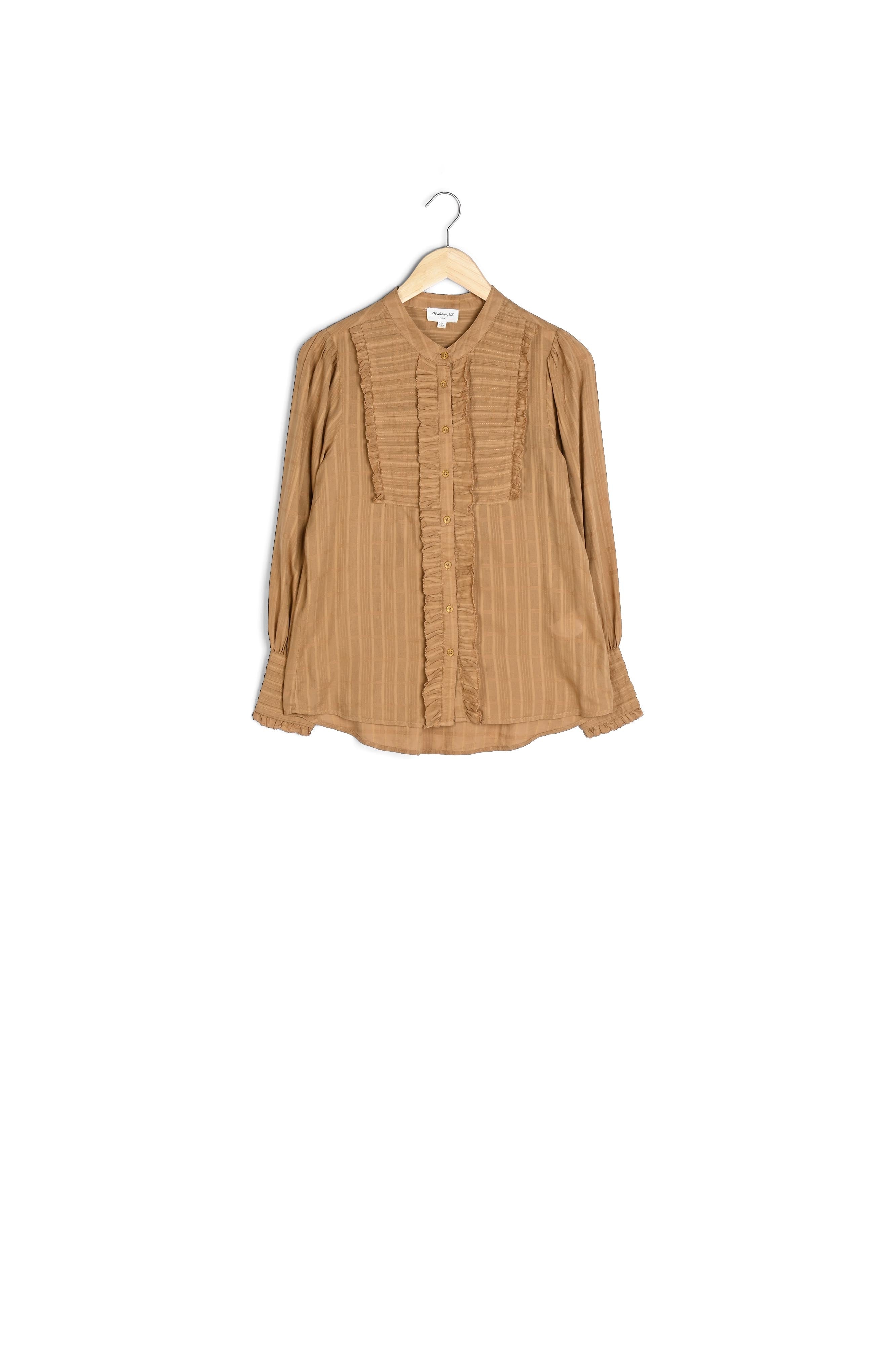 Chemise plastron froncé camel Laika Faume - seconde main
