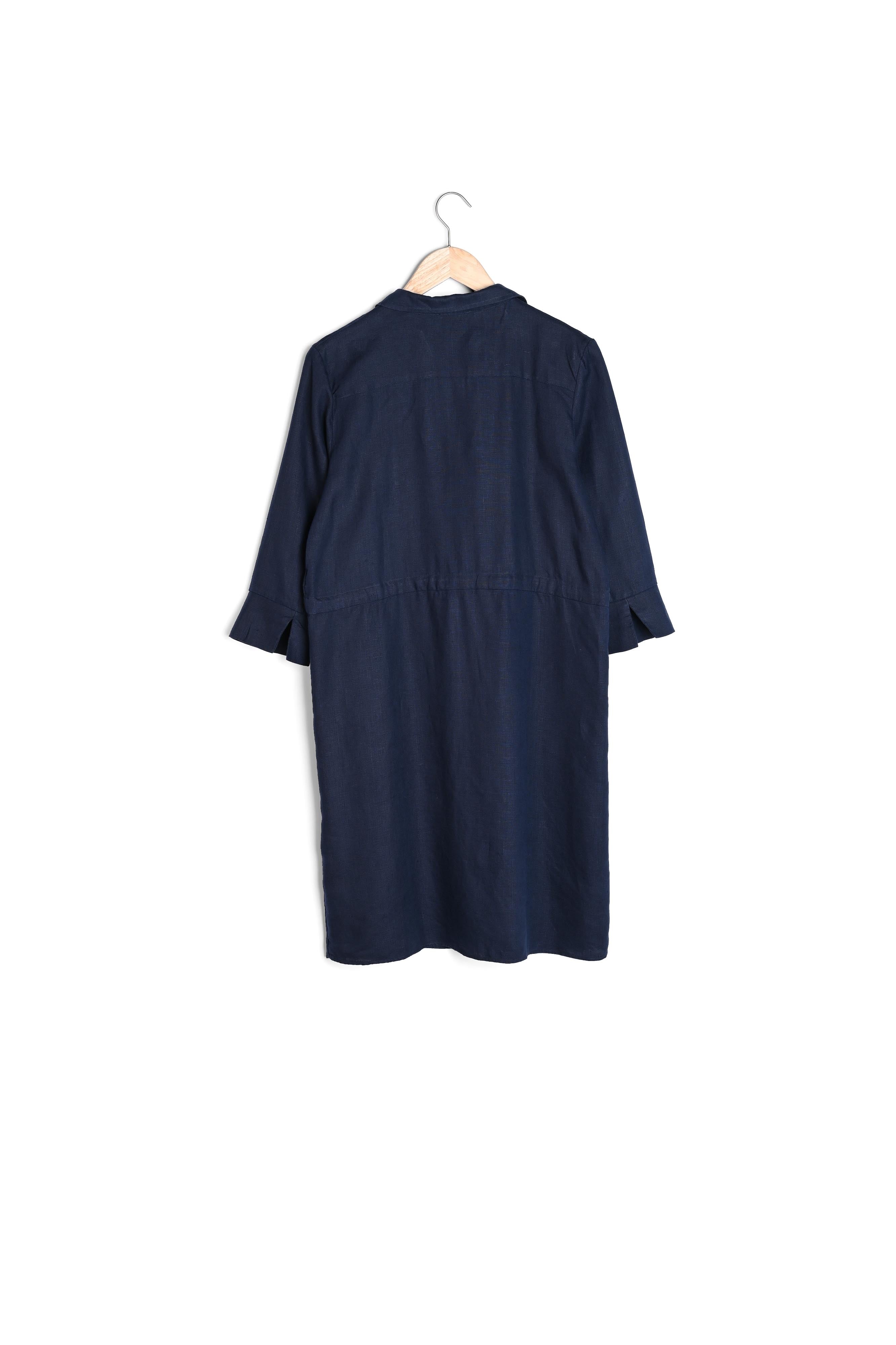 Robe chemise en lin bleu marine Luna Faume - seconde main