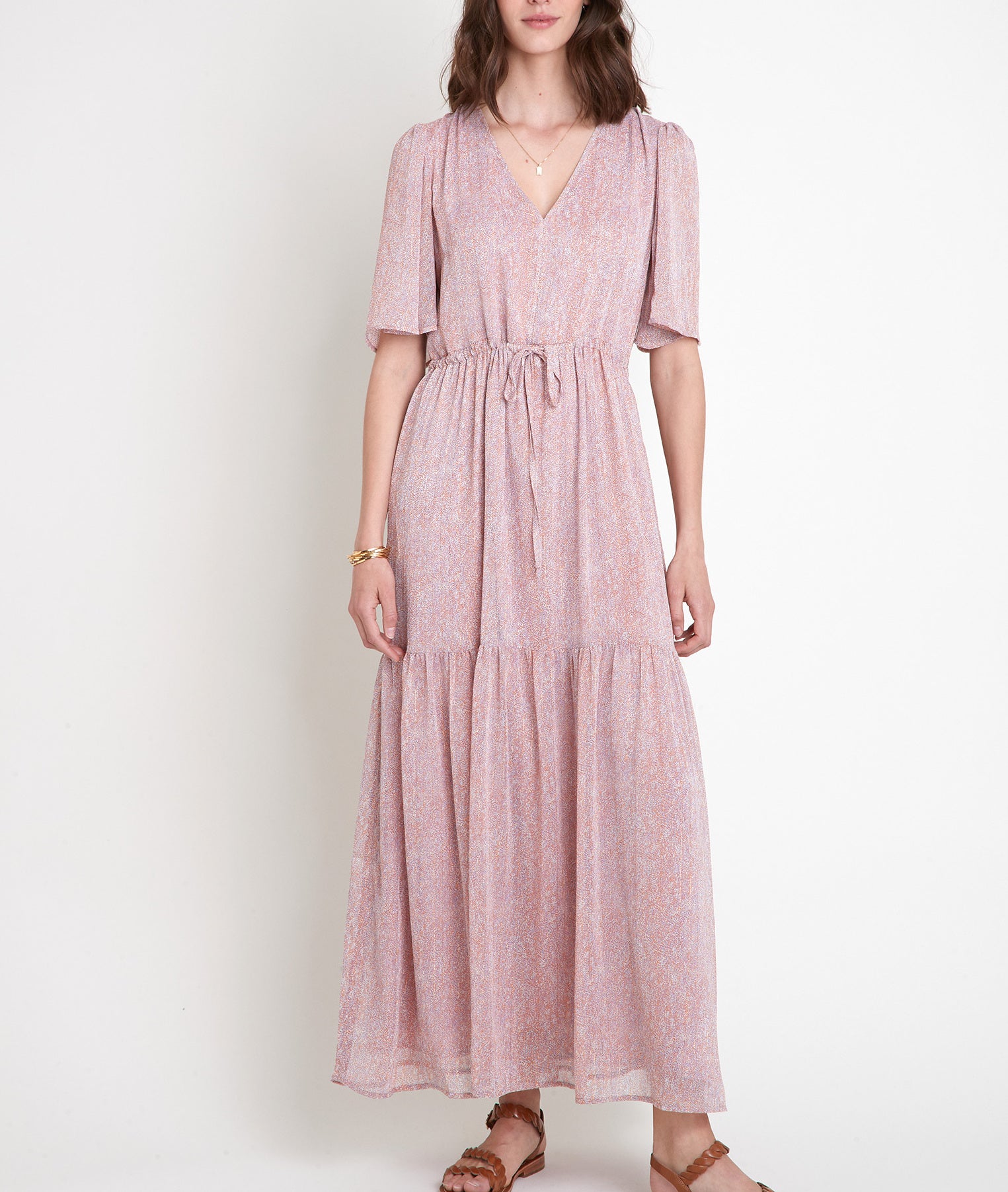 Robe longue imprimé rose Leila Faume - seconde main