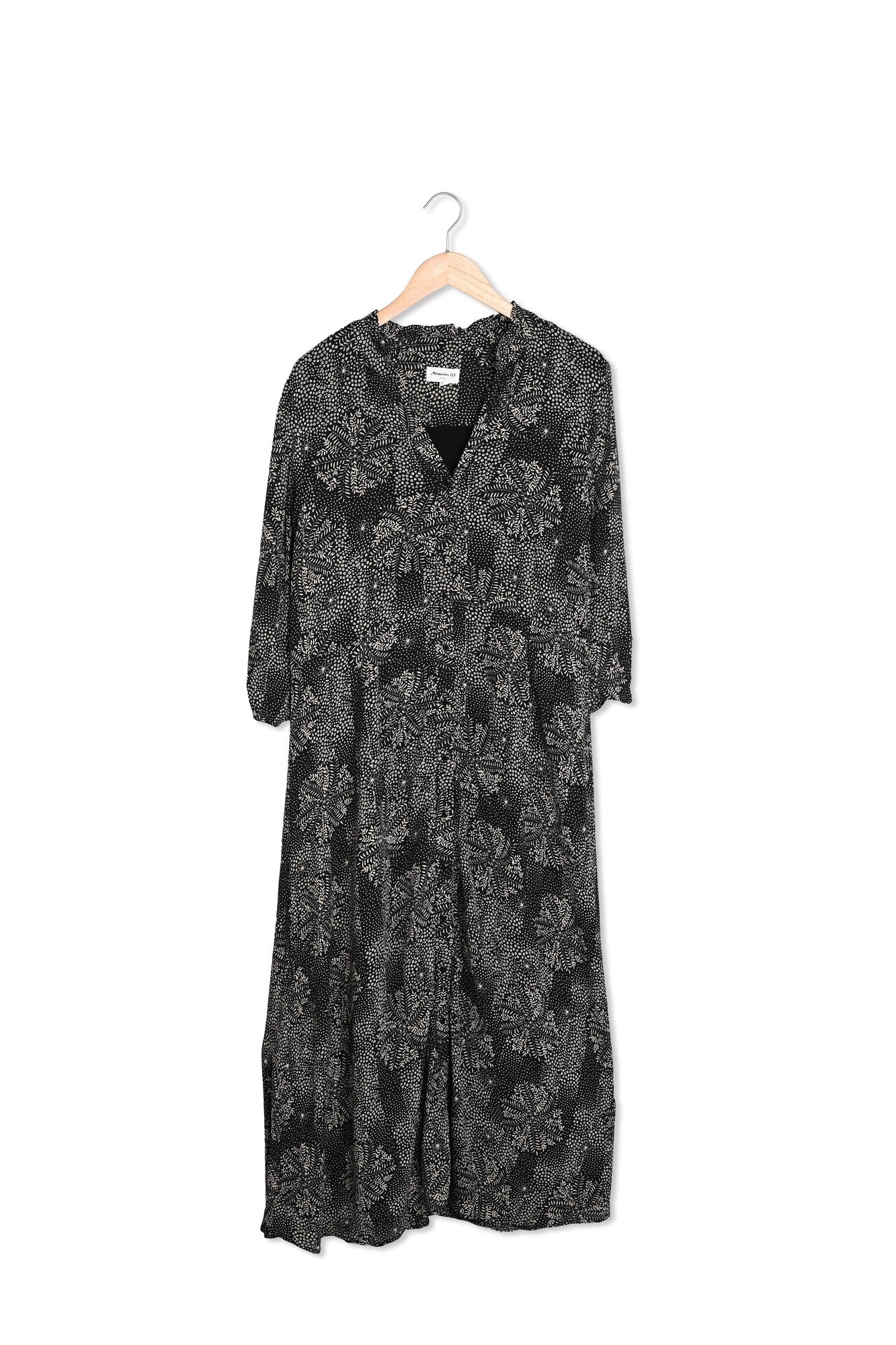 Robe longue noire imprimée Narice Faume - seconde main