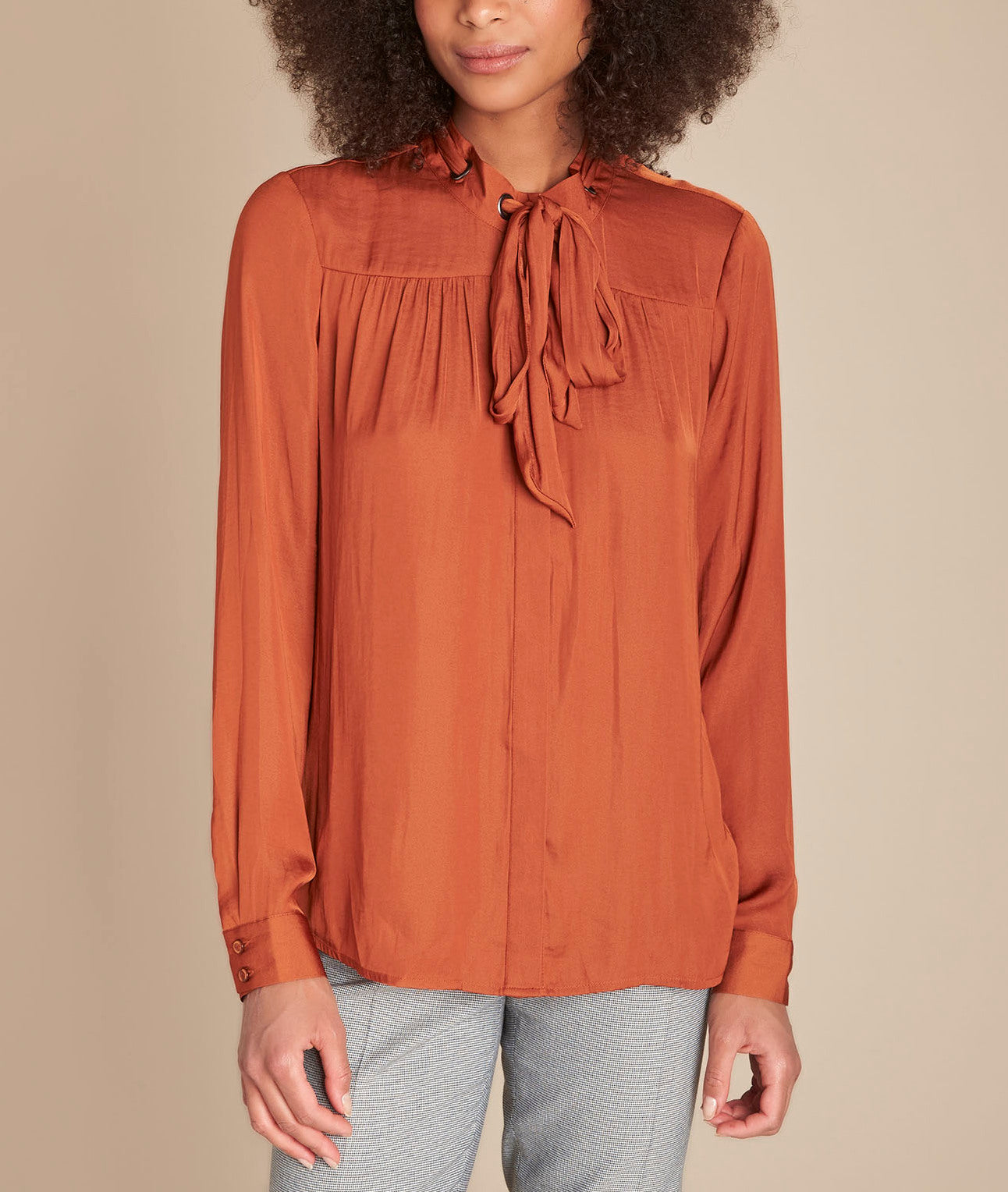 Blouse col lavallière acajou Maud Faume - seconde main