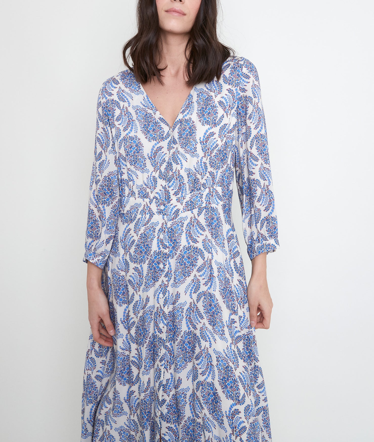 Robe longue mysotis imprimée Louvina Faume - seconde main