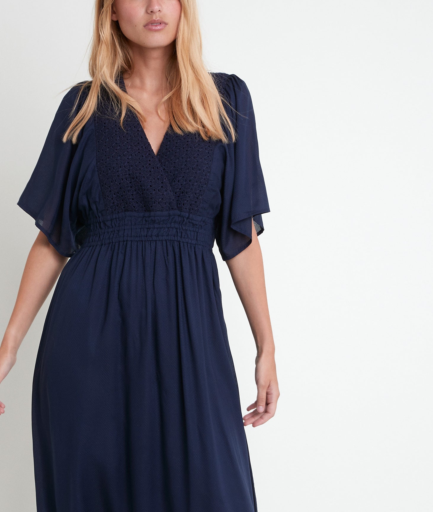Robe bleue brodée Lauretta Faume - seconde main
