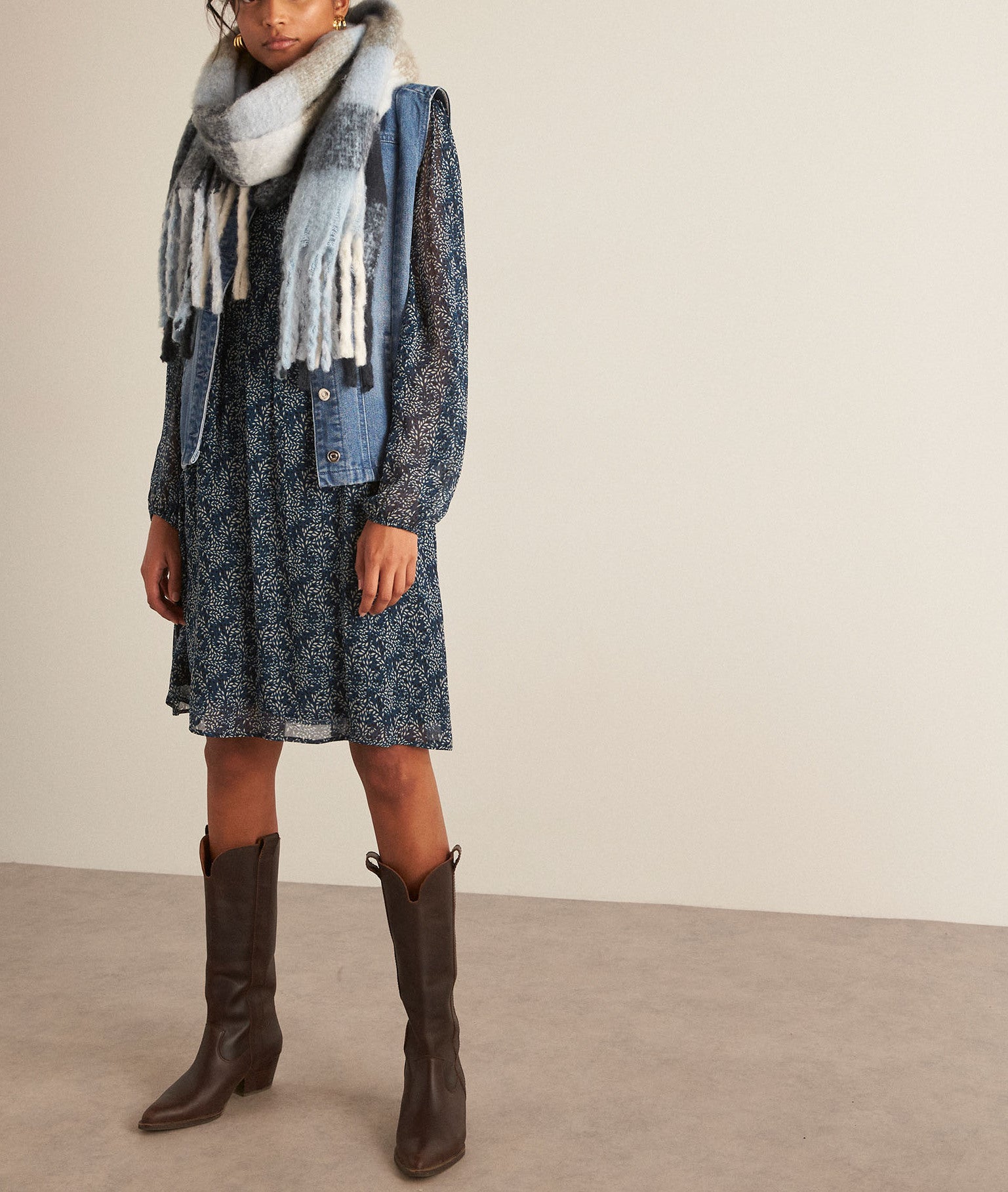 Robe courte imprimée bleue Hanais Faume - seconde main