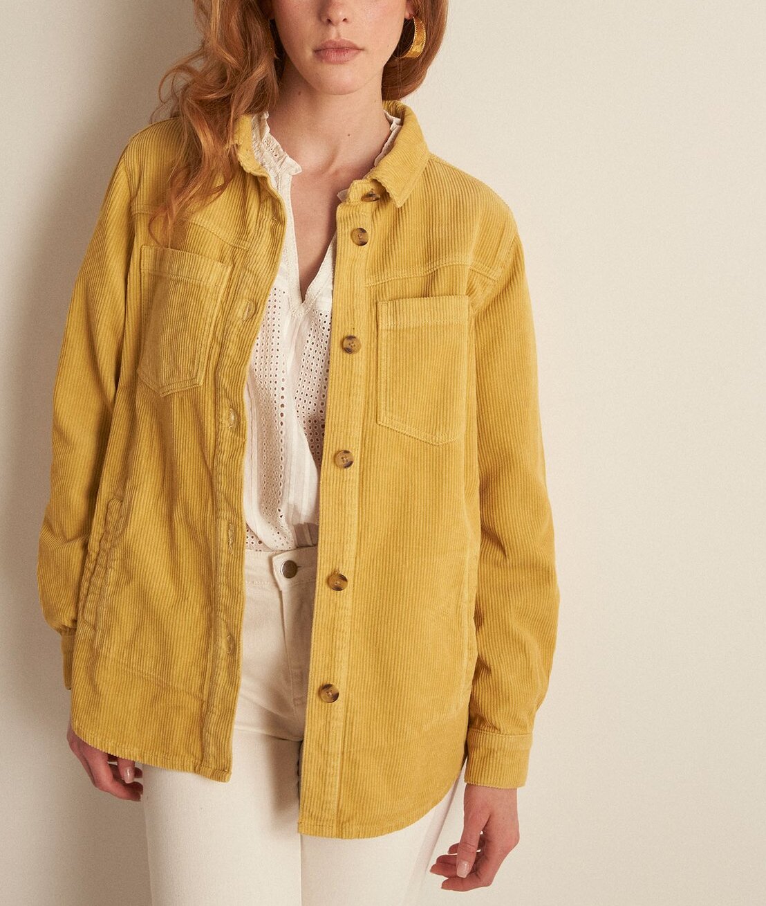 Surchemise en velours côtelé jaune Axelle Faume - seconde main