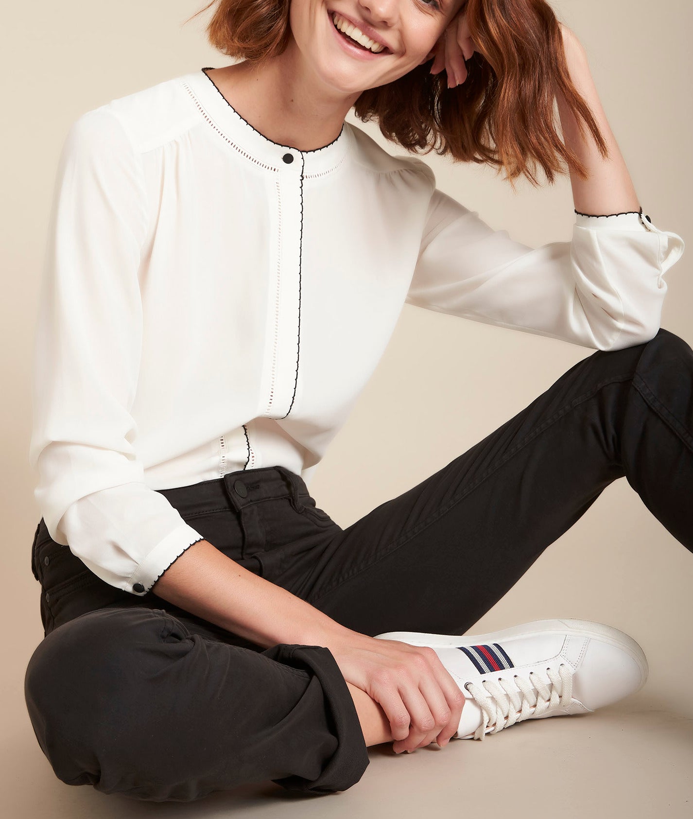 Chemise blanche en polyester recyclé Maeva Faume - seconde main