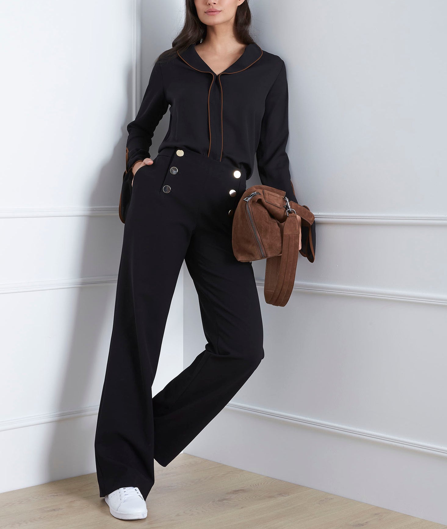 Chemisier noir biais contrasté Victoire Faume - seconde main