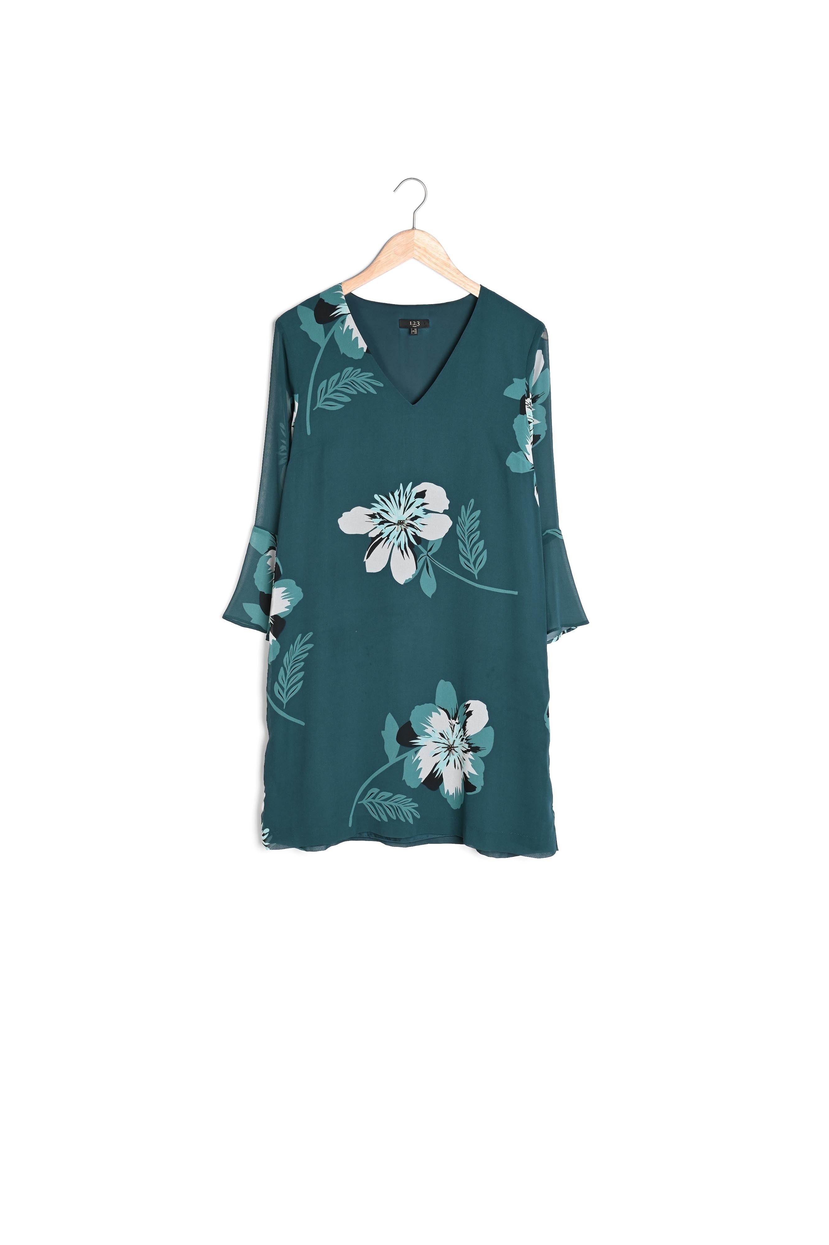 Robe vert foncé imprimé fleuri Astrid Faume - seconde main