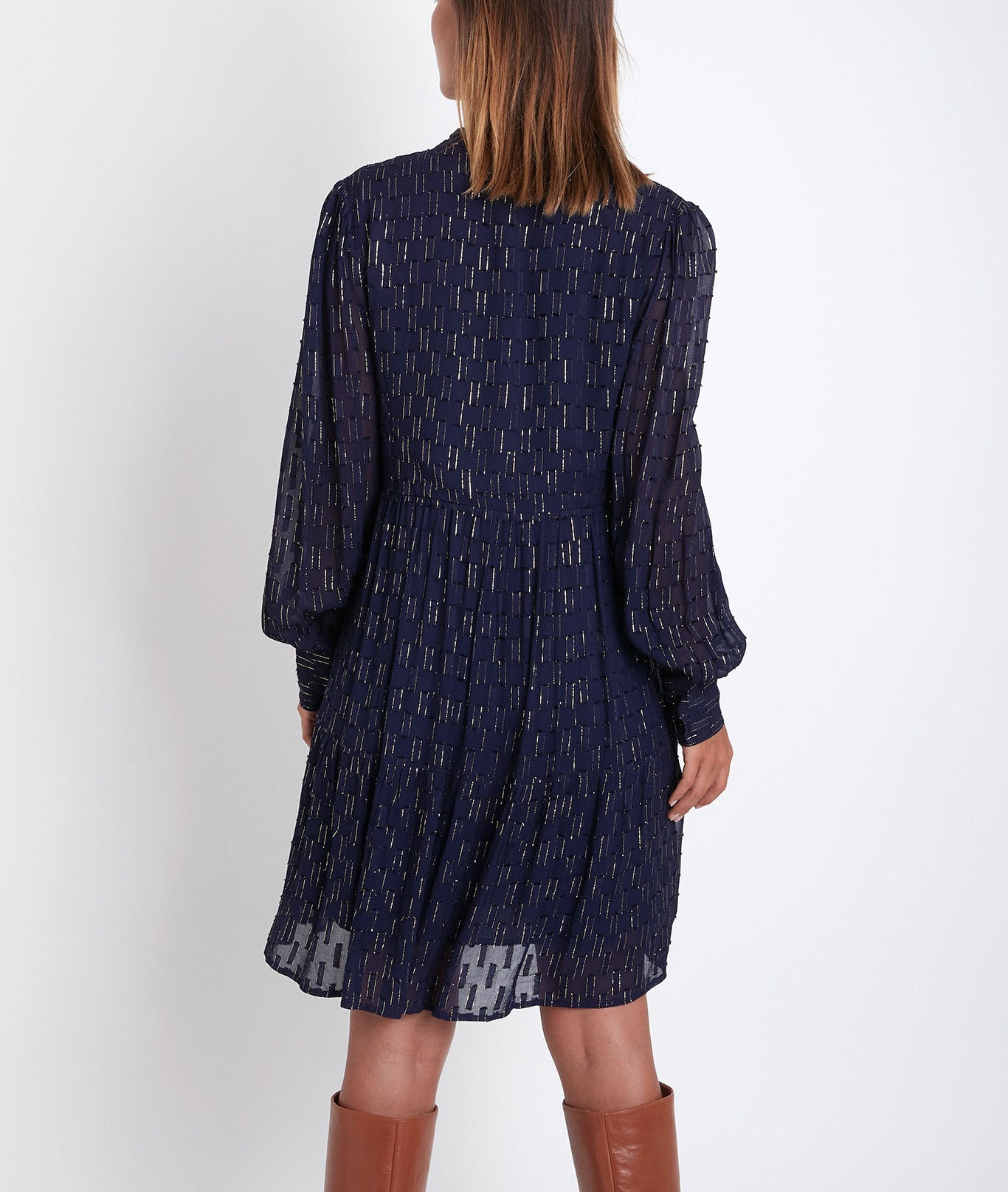 Robe marine à lurex Cassandra Faume - seconde main