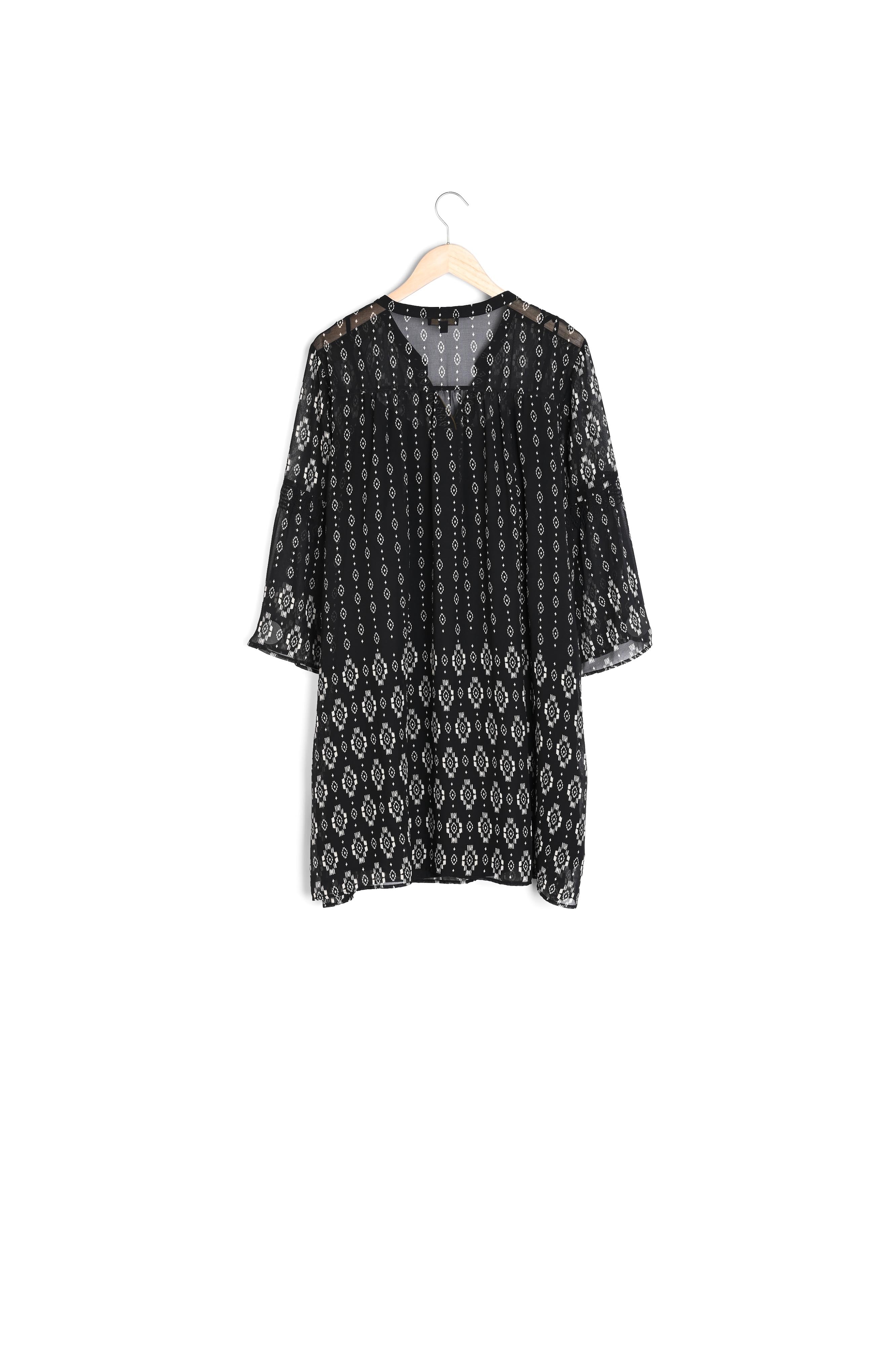 Robe noire motifs fantaisie Loise Faume - seconde main