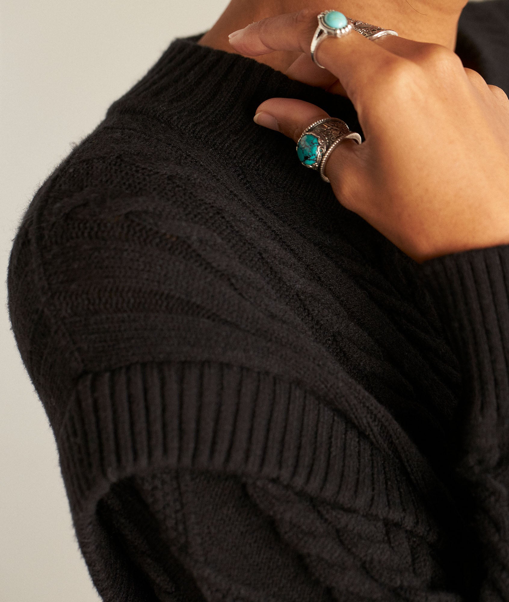 Robe longue en maille torsadée noire Hadda Faume - seconde main