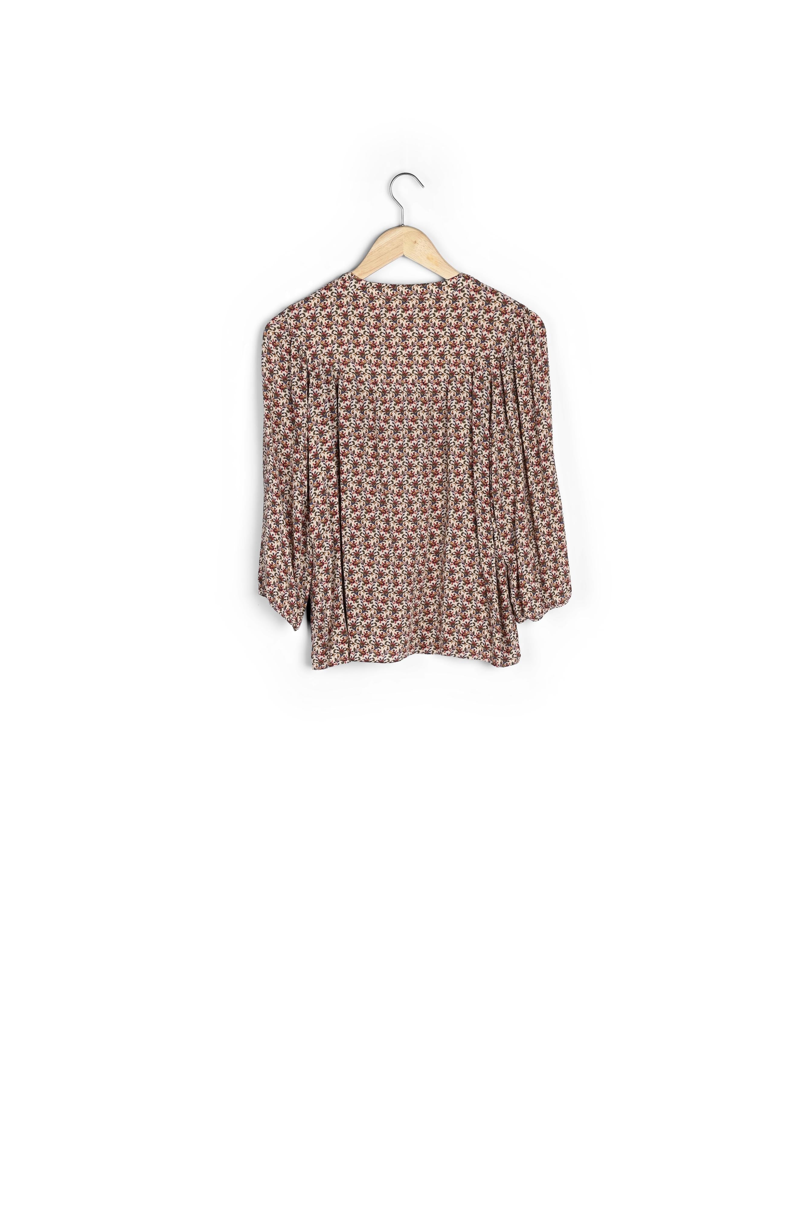 Blouse fluide imprimée rouge et beige Carina Faume - seconde main
