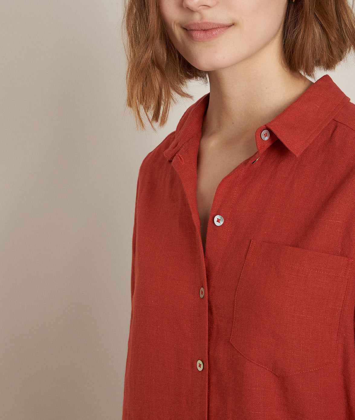 Robe chemise en lin orange Céline Faume - seconde main