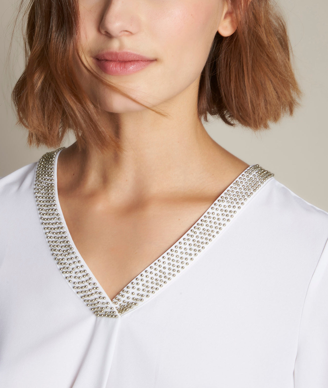 Blouse blanche en polyester recyclé Edana Faume - seconde main