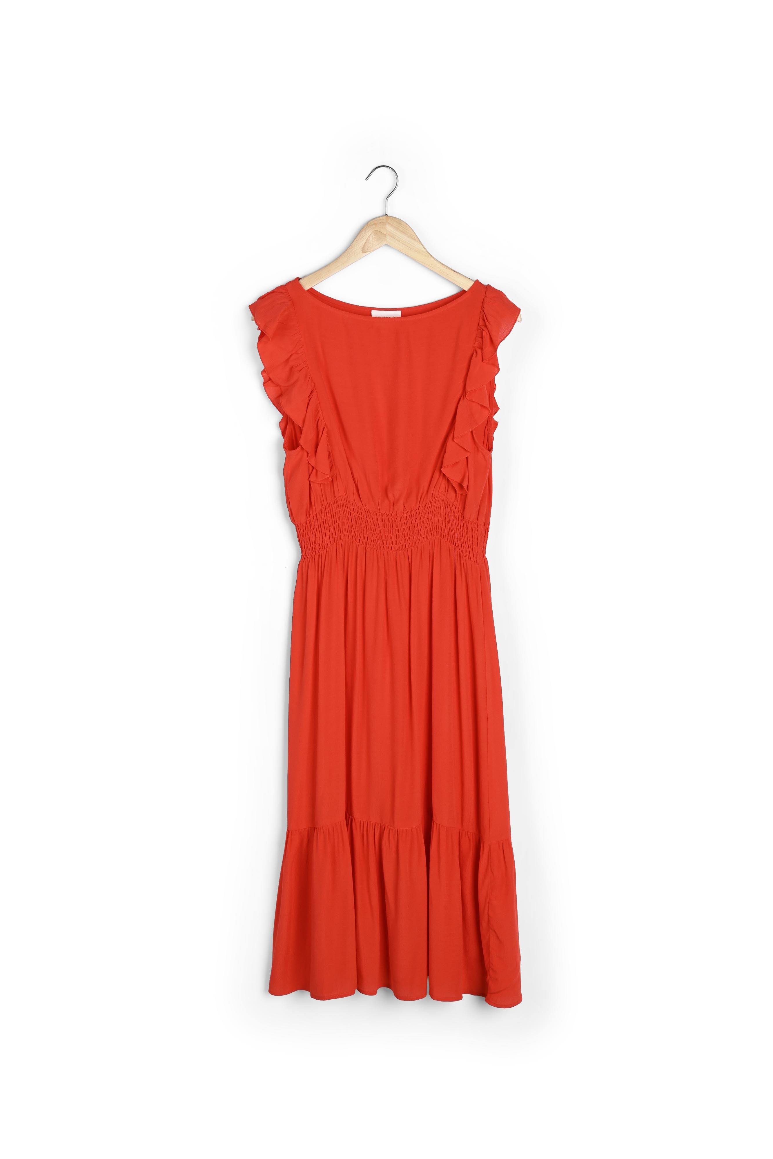 Robe mi-longue rouge à volants Luce Faume - seconde main