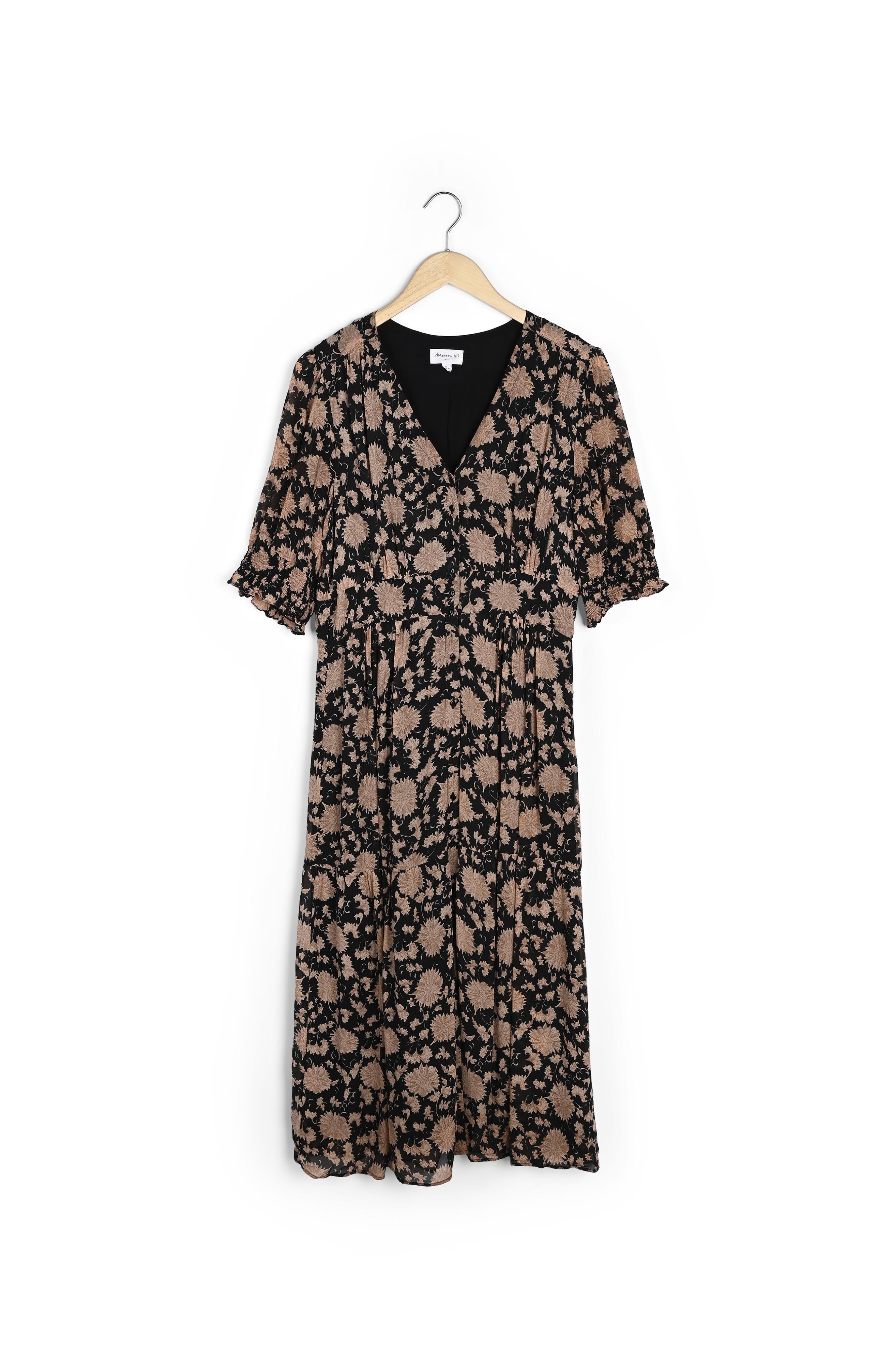 Robe longue imprimée noire Hadra Faume - seconde main