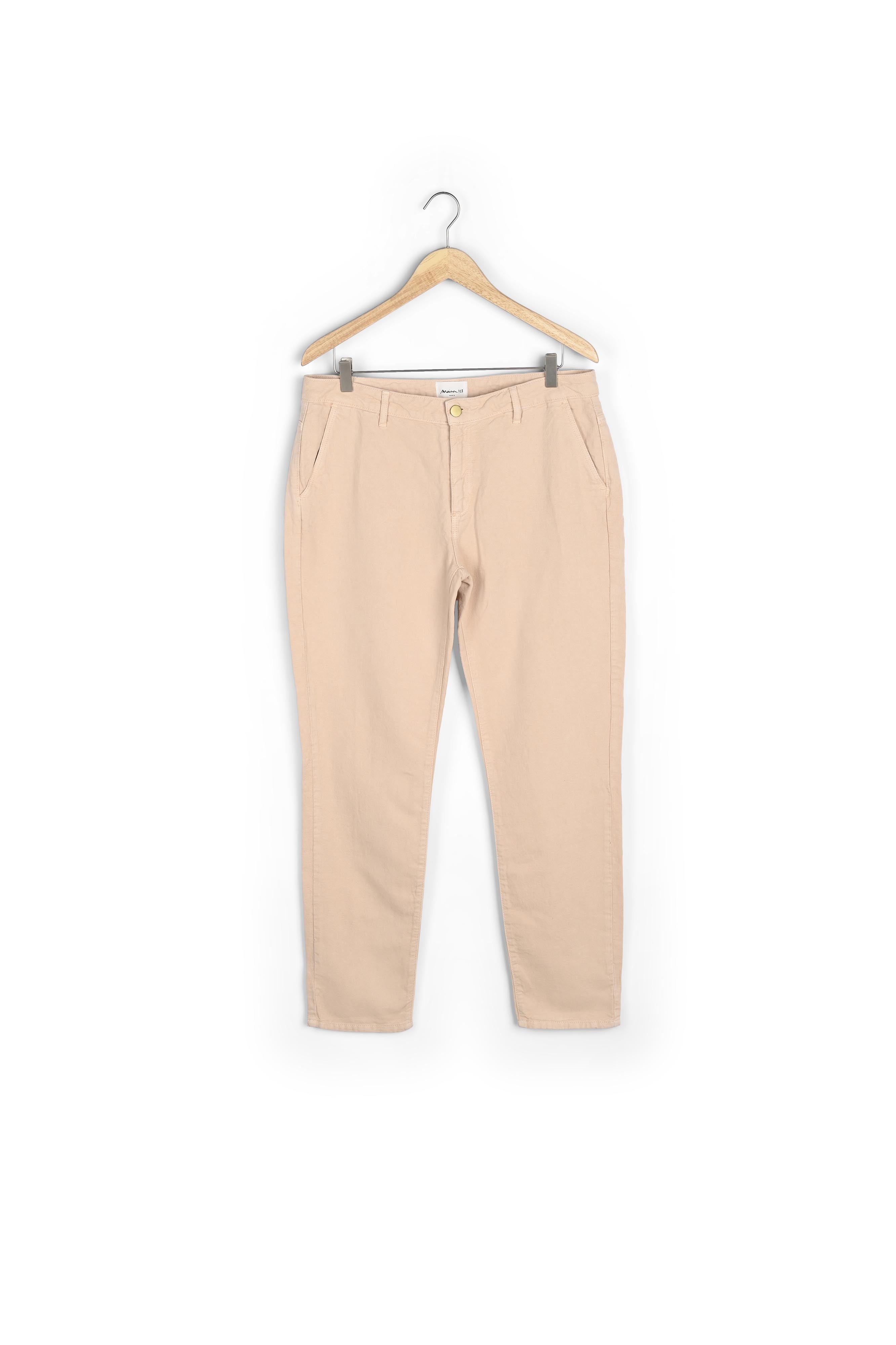 Pantalon droit en coton et lin rose poudré Farel Faume - seconde main