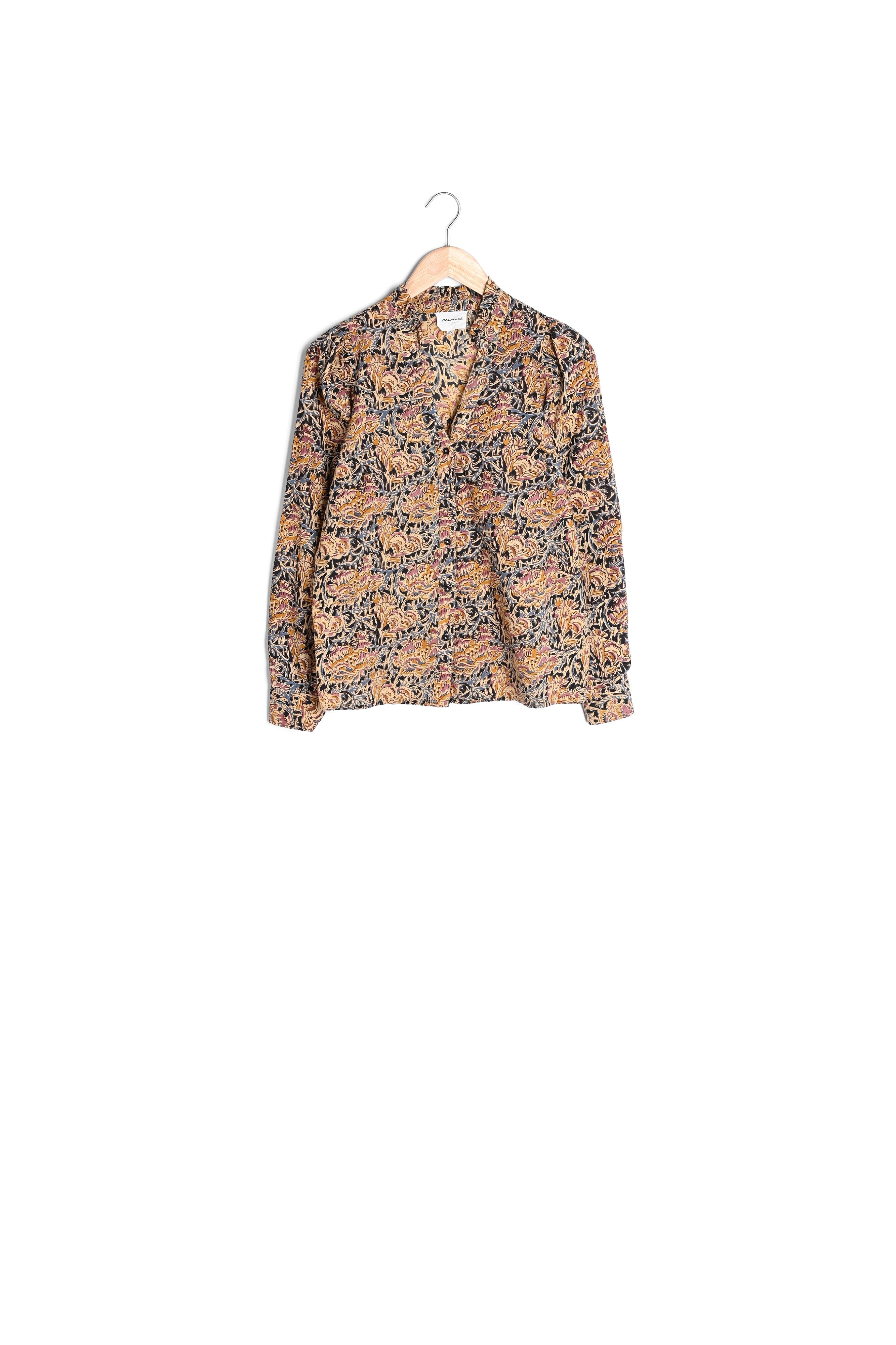 Chemisier fleuri en coton ocre CAROLINE Faume - seconde main