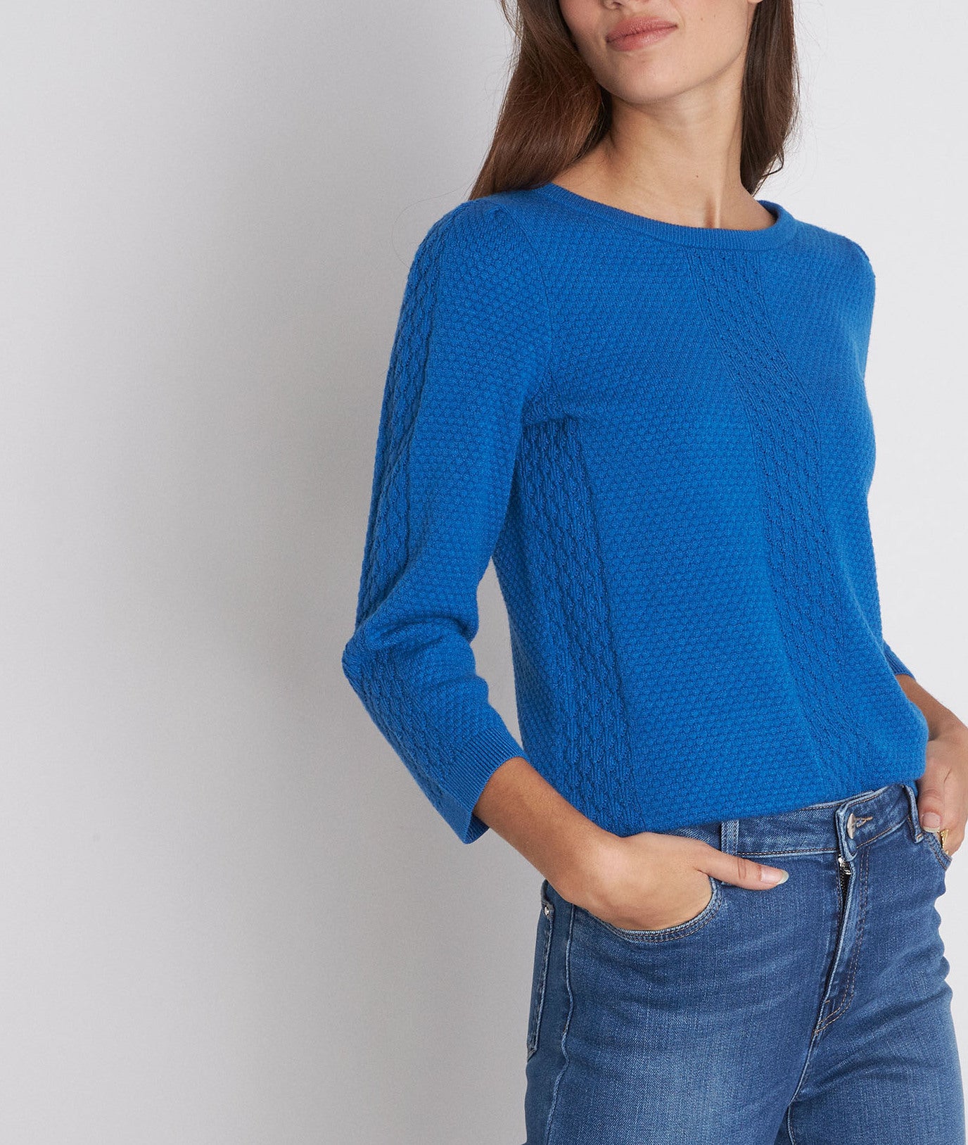 Pull en viscose texturée bleu Presley Faume - seconde main