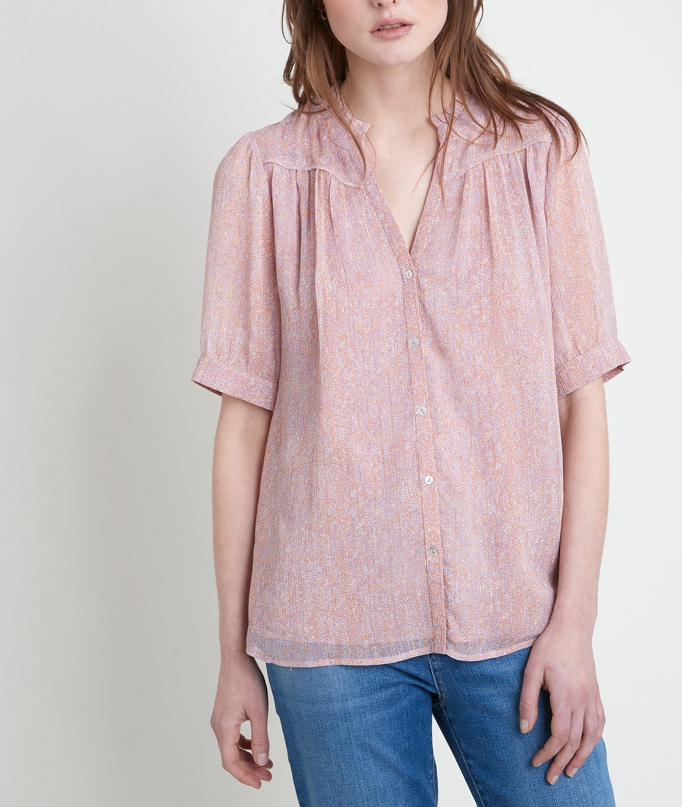 Blouse rose imprimée Taloua Faume - seconde main