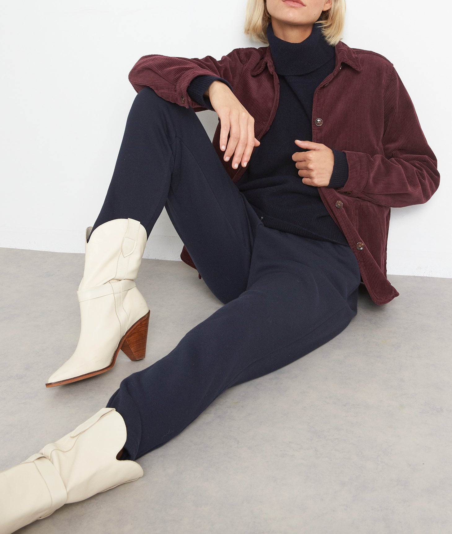 Veste de travail en velours côtelé bordeaux Romea Faume - seconde main