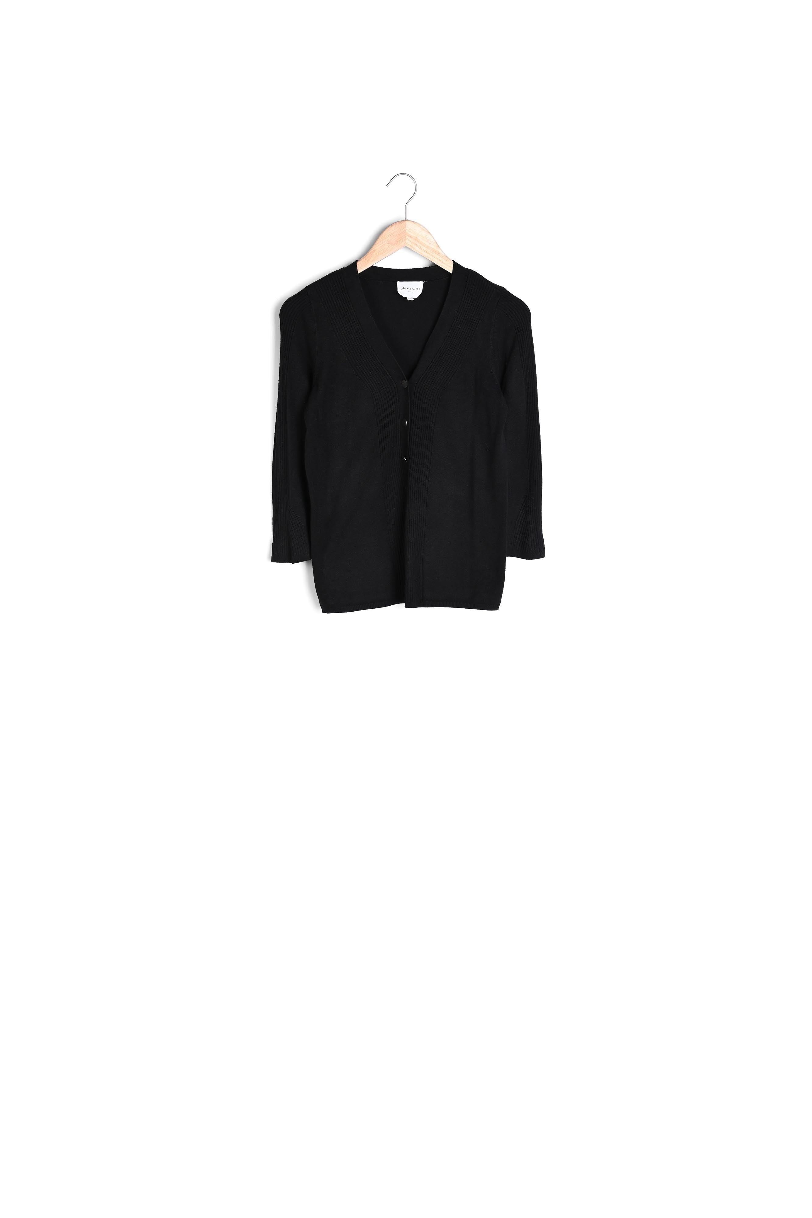 Pull noir jersey et côte Fabienne Faume - seconde main