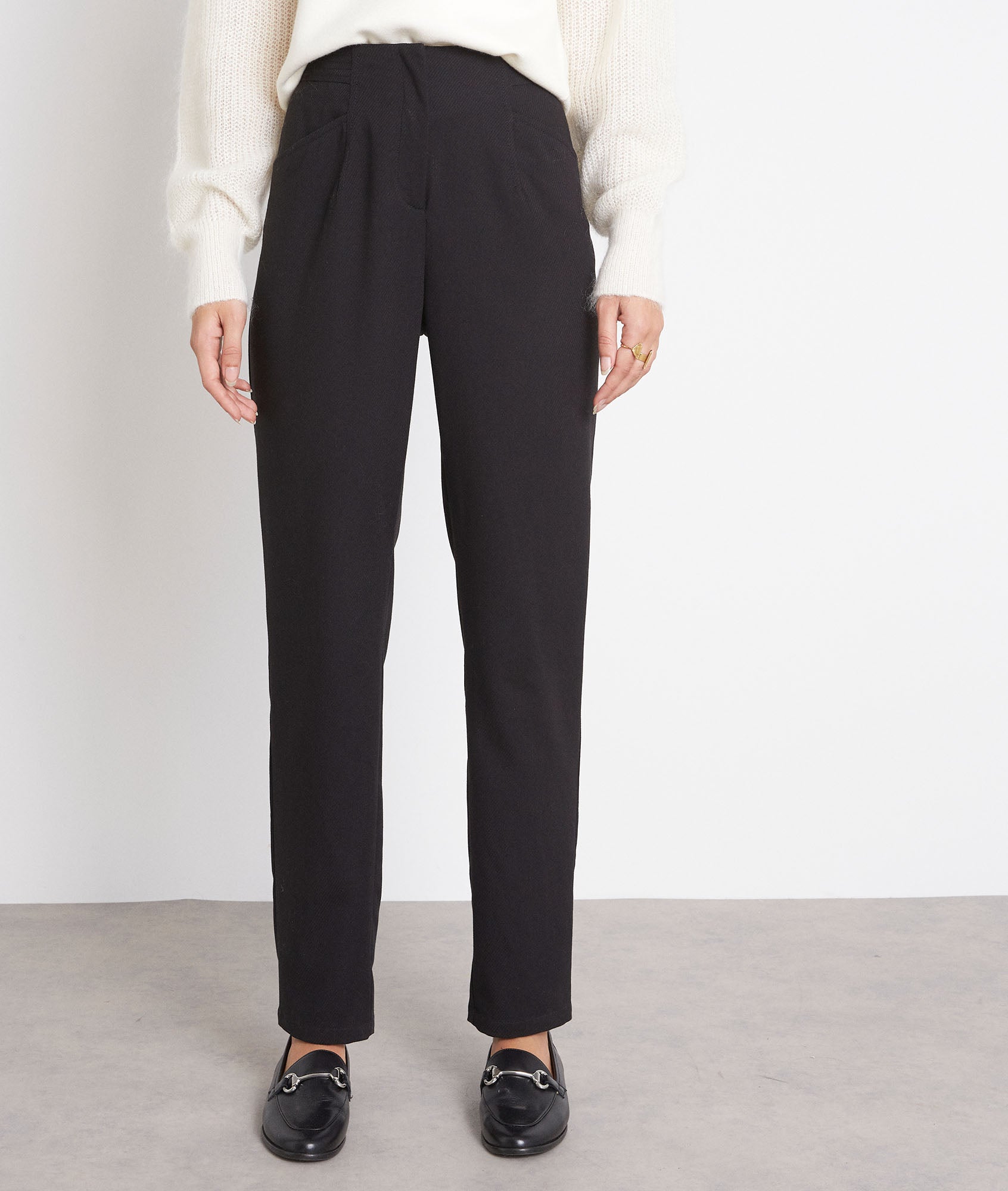 Pantalon ajusté en twill noir Delice Faume - seconde main