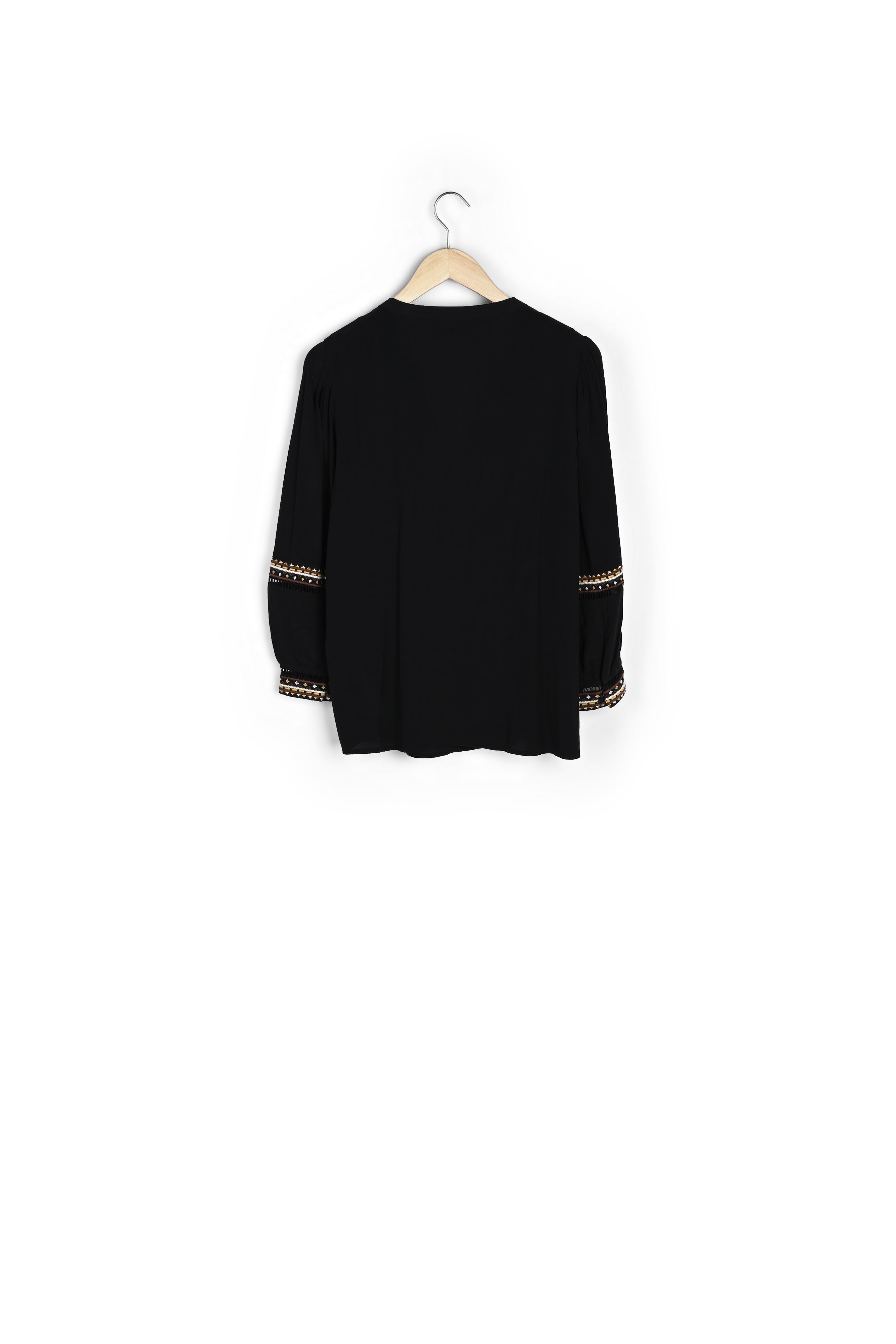 Blouse oversize brodée noire Louanne Faume - seconde main