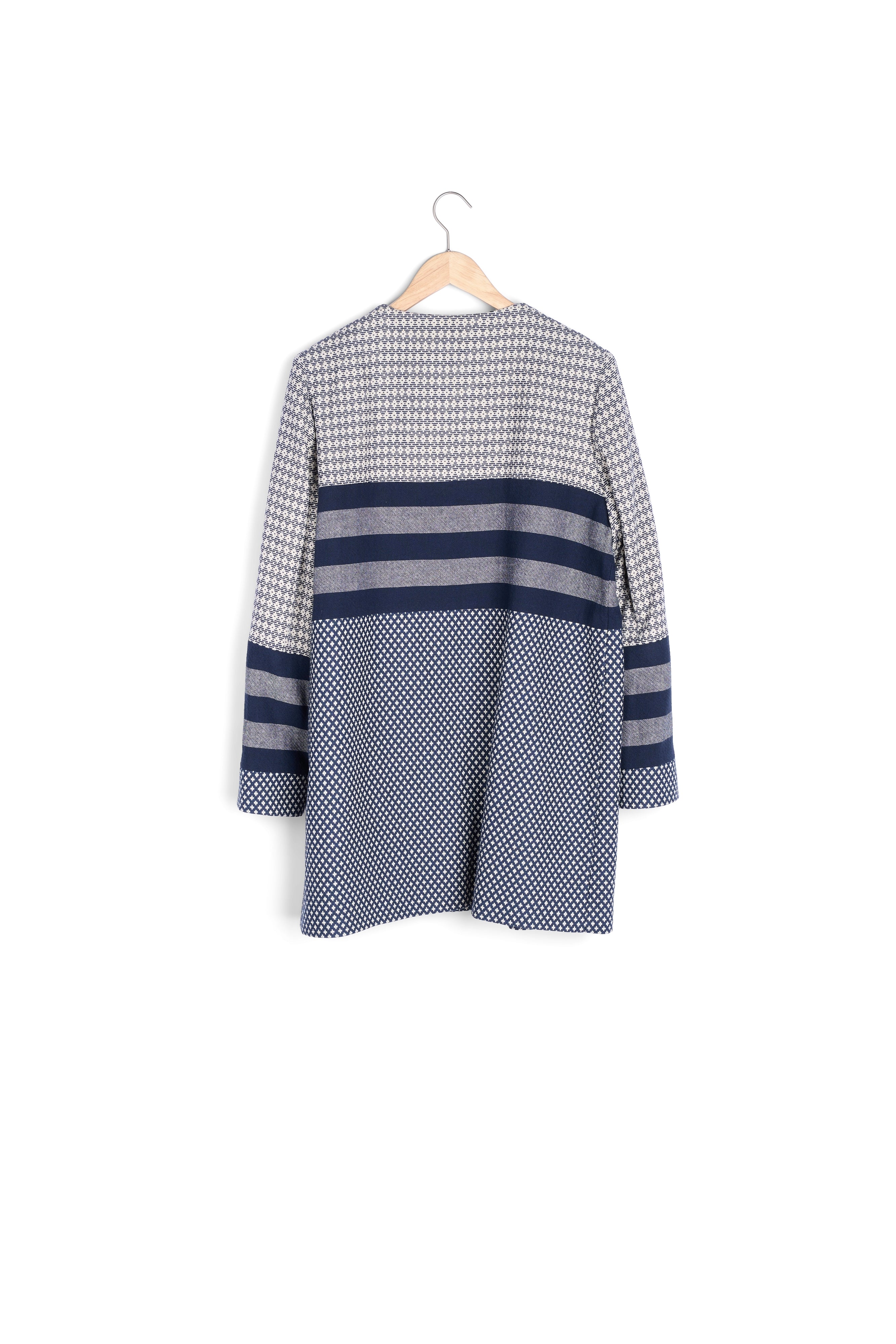 Manteau marine jacquard droit Darling Faume - seconde main