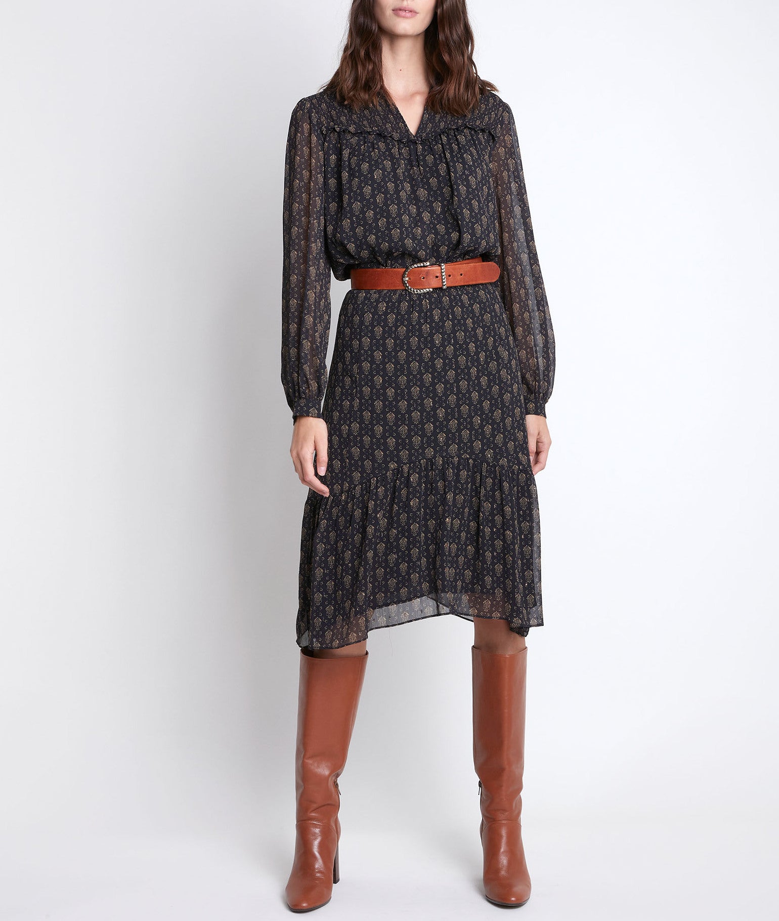 Jupe dorée imprimée Bea Faume - seconde main