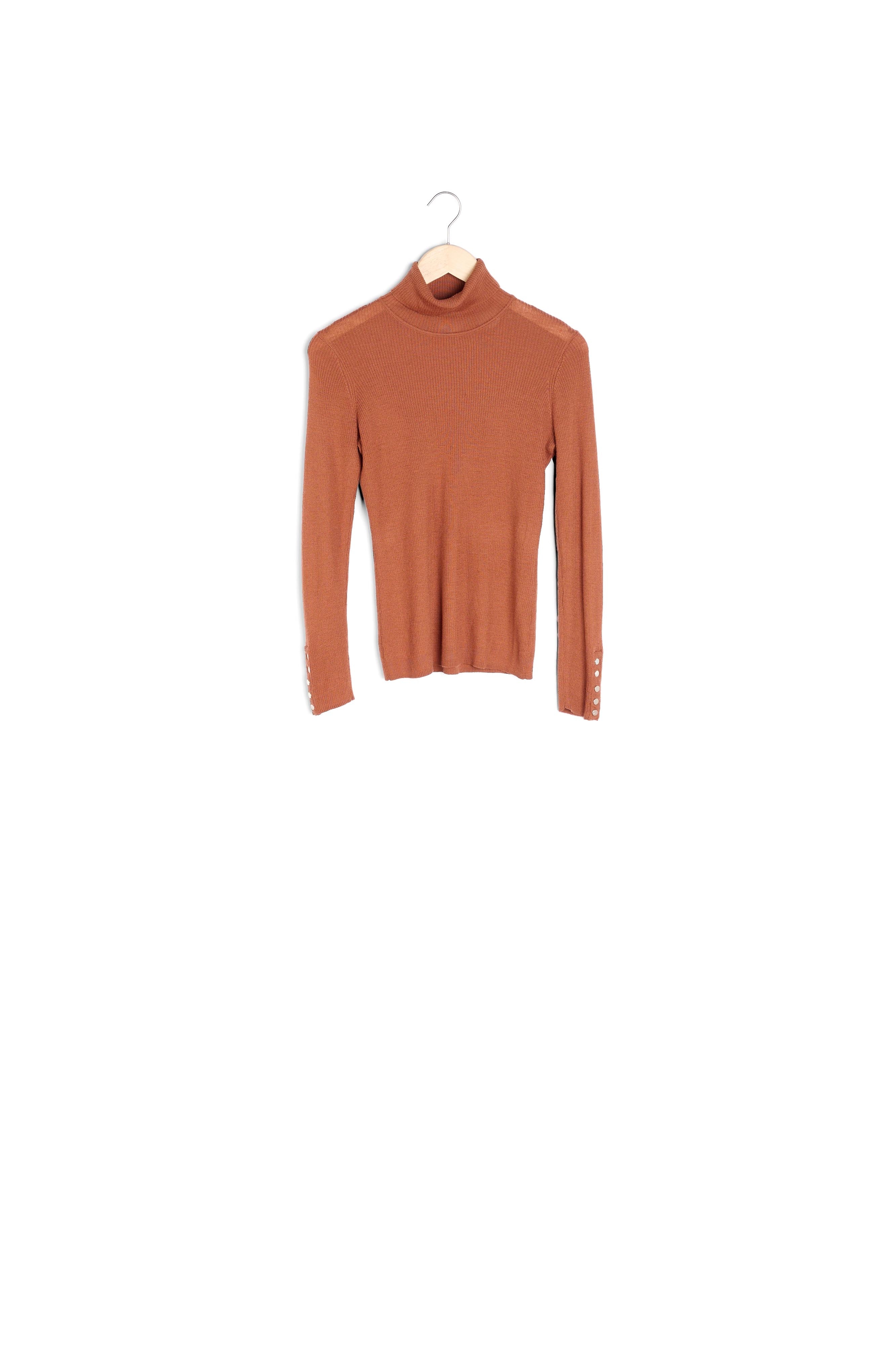 Pull acajou côtelé col roulé Florale Faume - seconde main