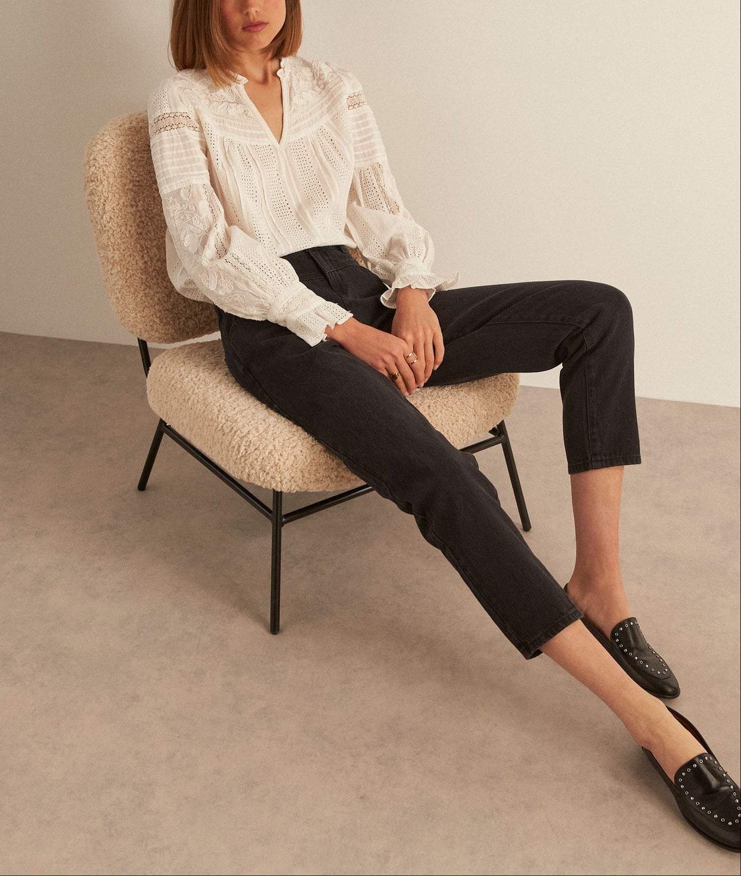 Jean chino noir en coton PATTY Faume - seconde main