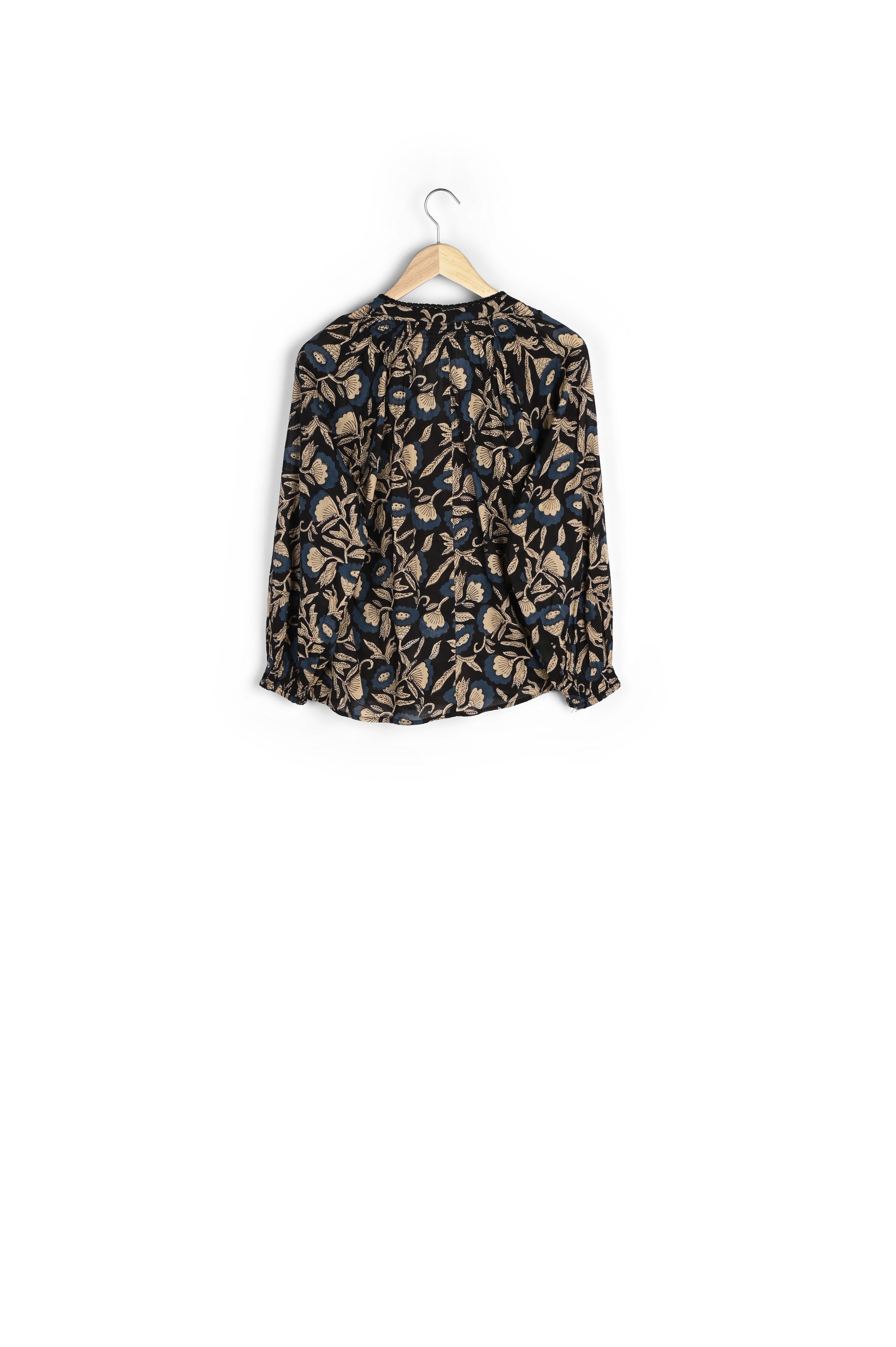 Blouse imprimée en coton noir Lou Faume - seconde main