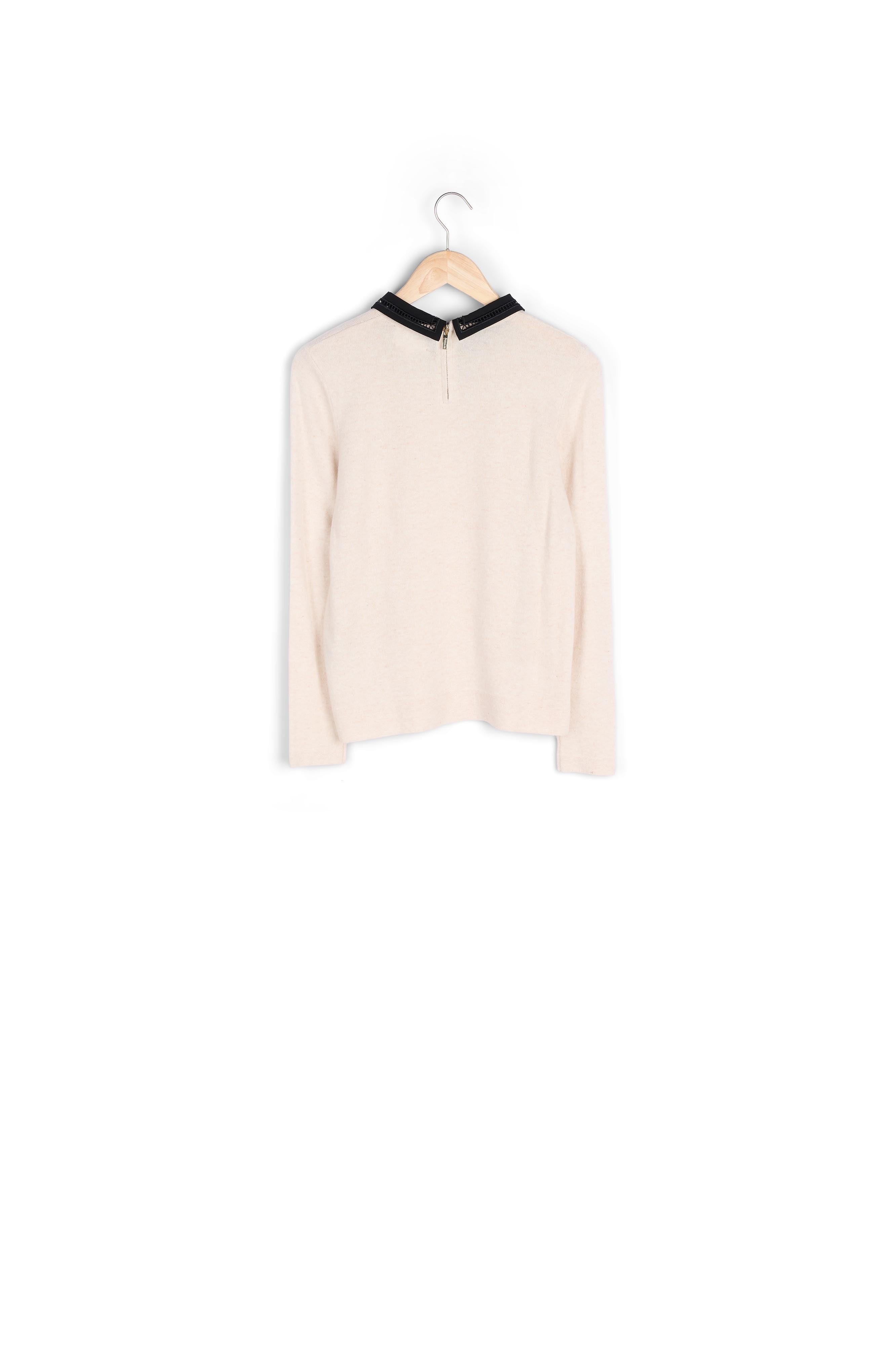 Pull en polyester recyclé col claudine Fancy Faume - seconde main