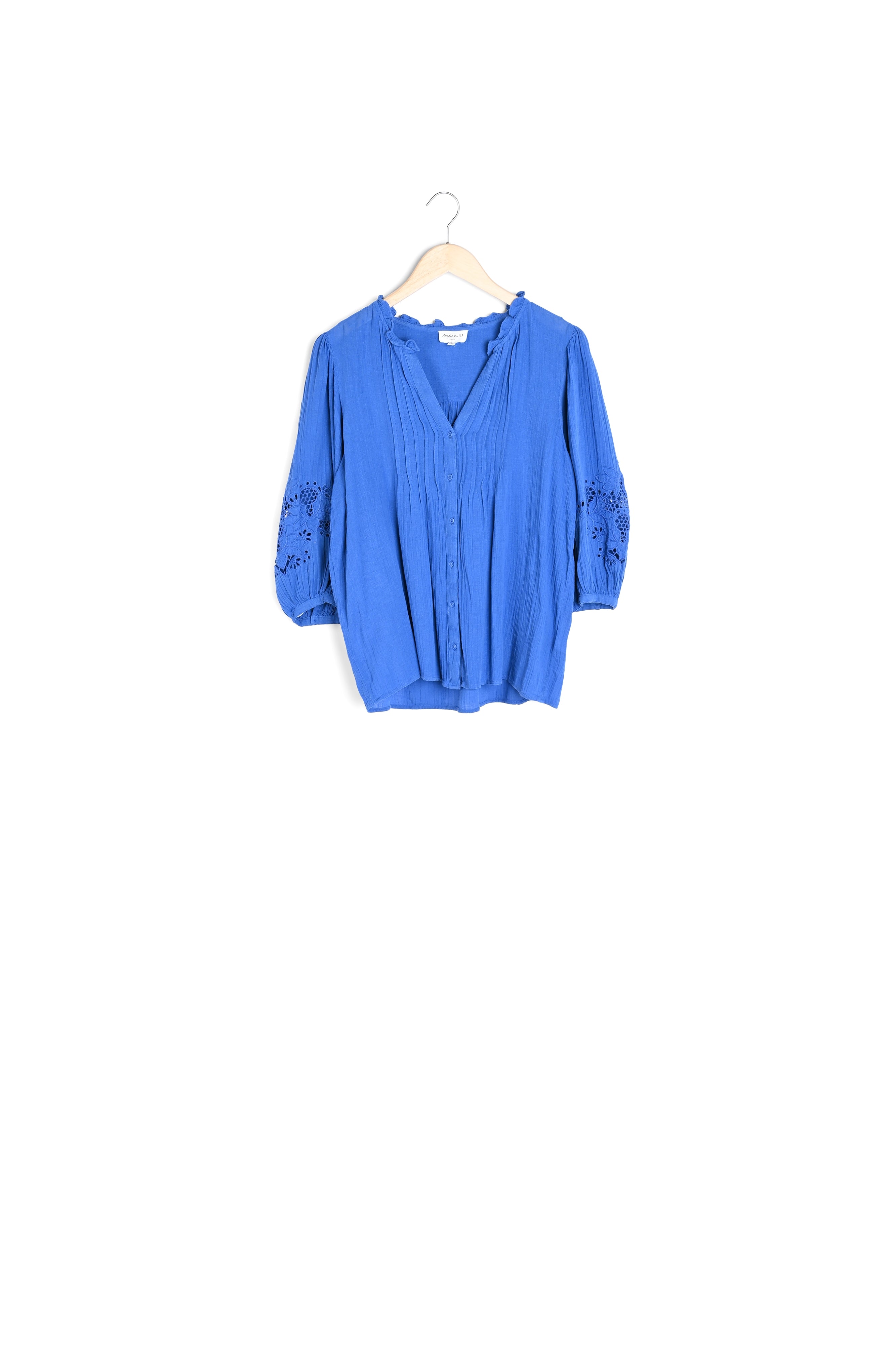 Blouse en coton et lin bleu Lynne Faume - seconde main