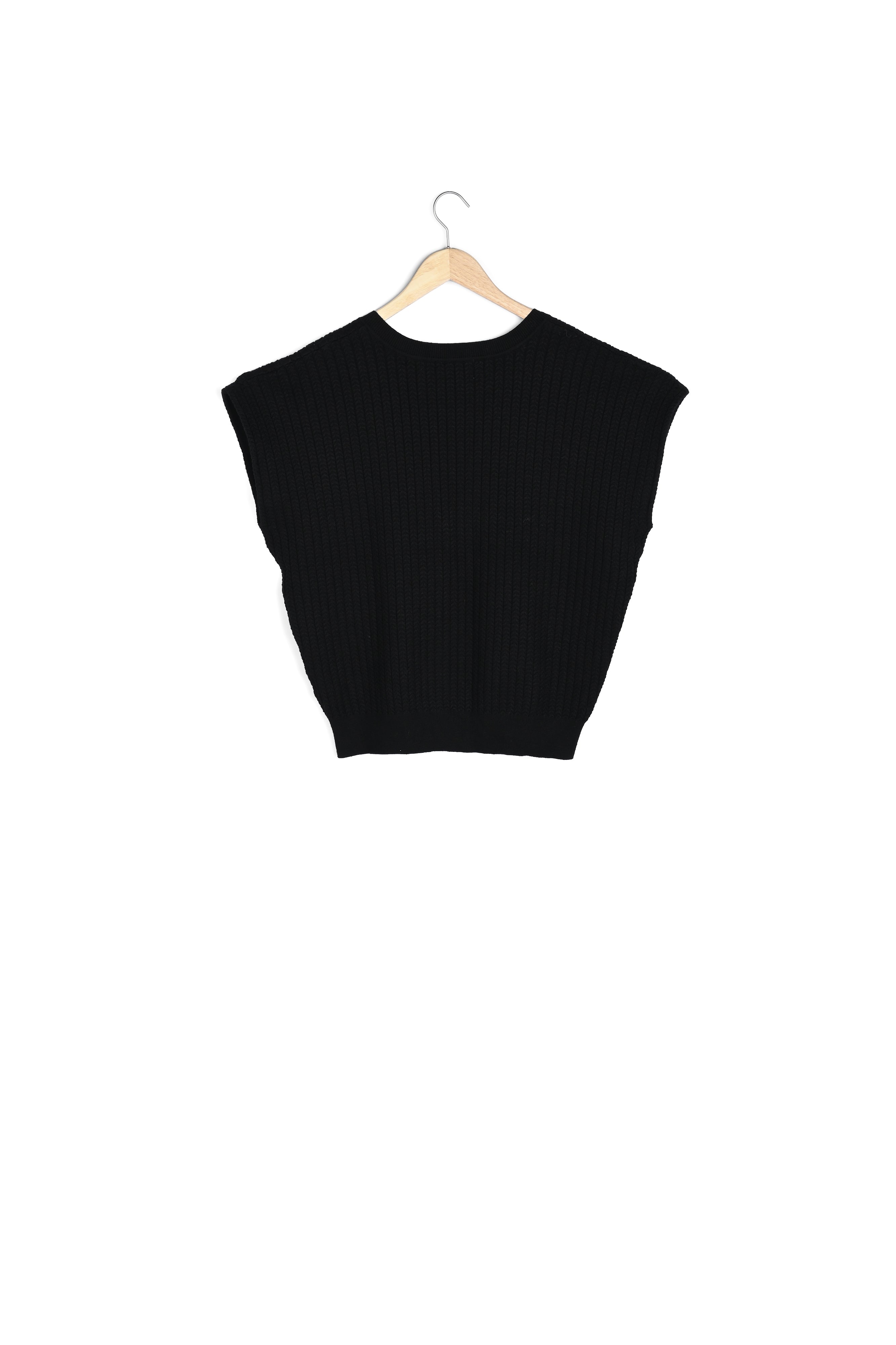 Pull sans manches à torsades noir Teresa Faume - seconde main