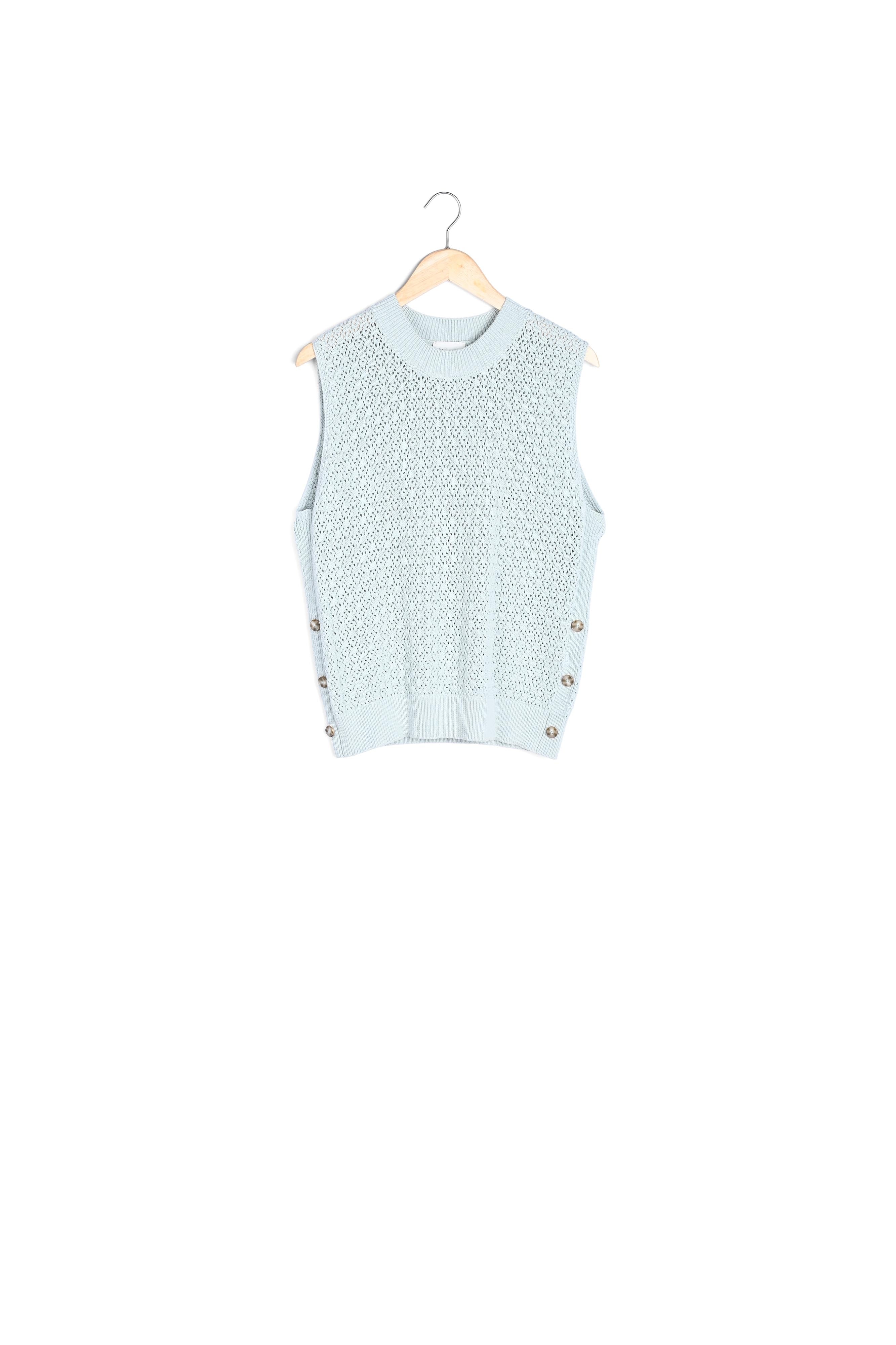 Pull sans manches en coton ajouré amande Poppy Faume - seconde main