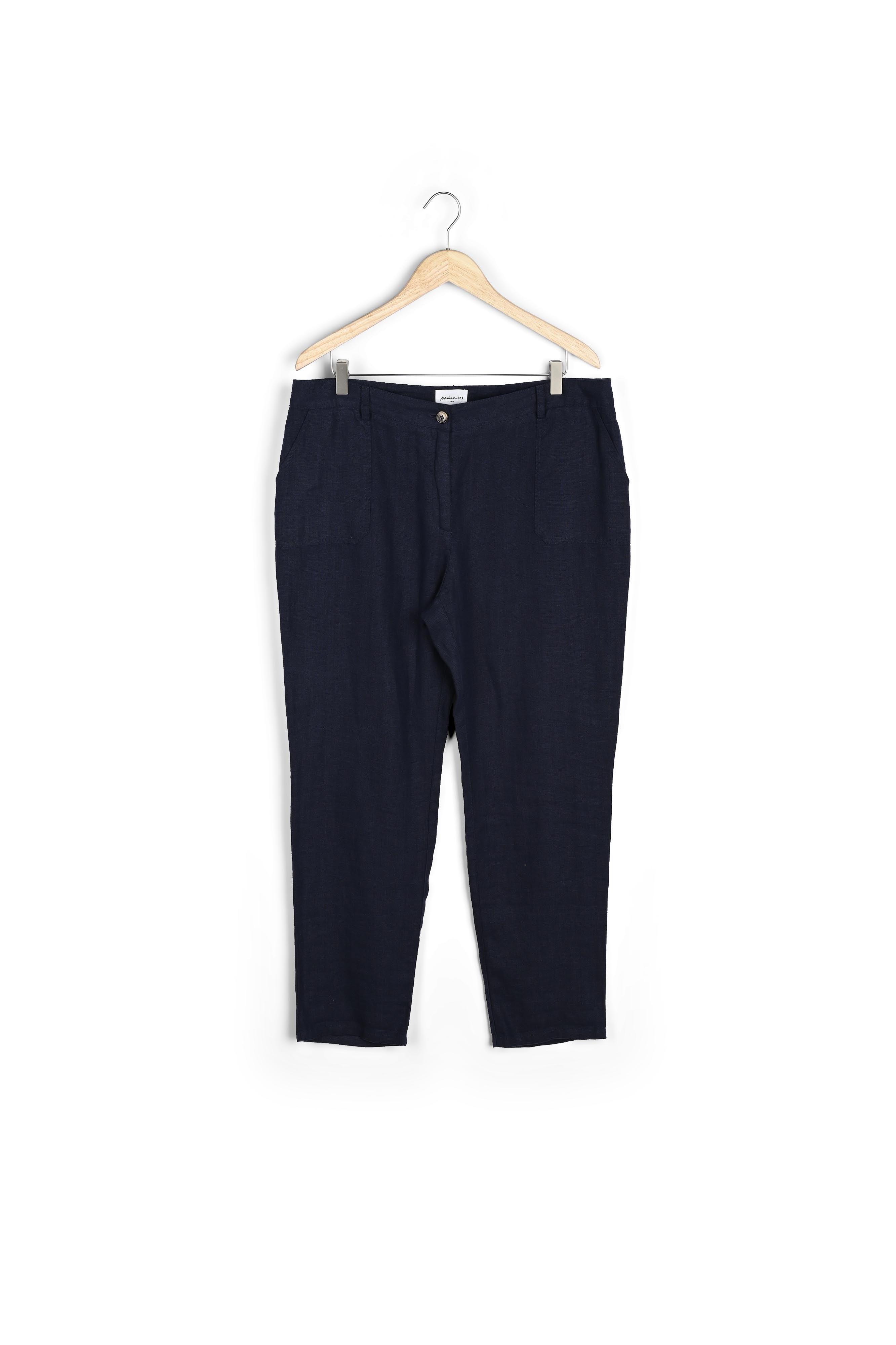 Pantalon droit en lin marine Nalla Faume - seconde main