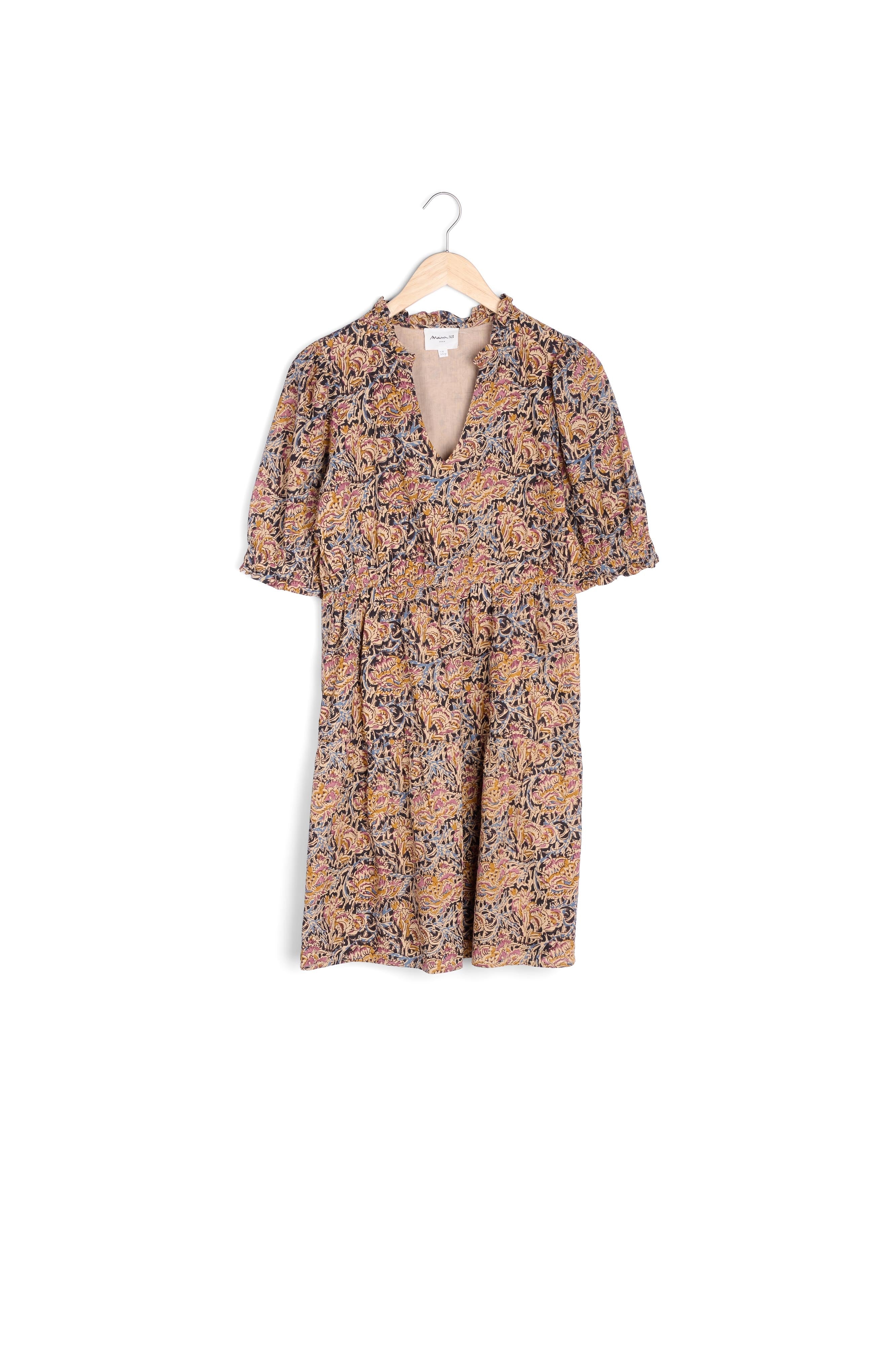 Robe courte en coton imprimé ocre HIVY Faume - seconde main