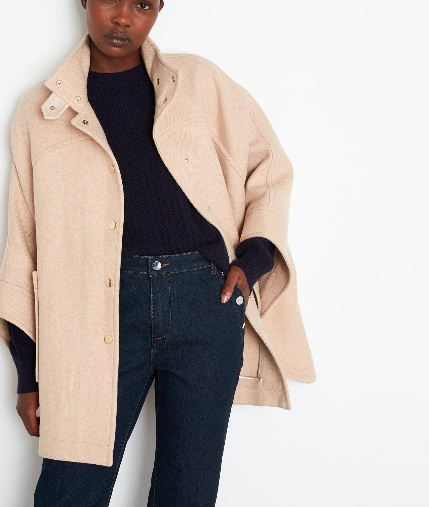 Cape élégante en laine crème Oslo Faume - seconde main