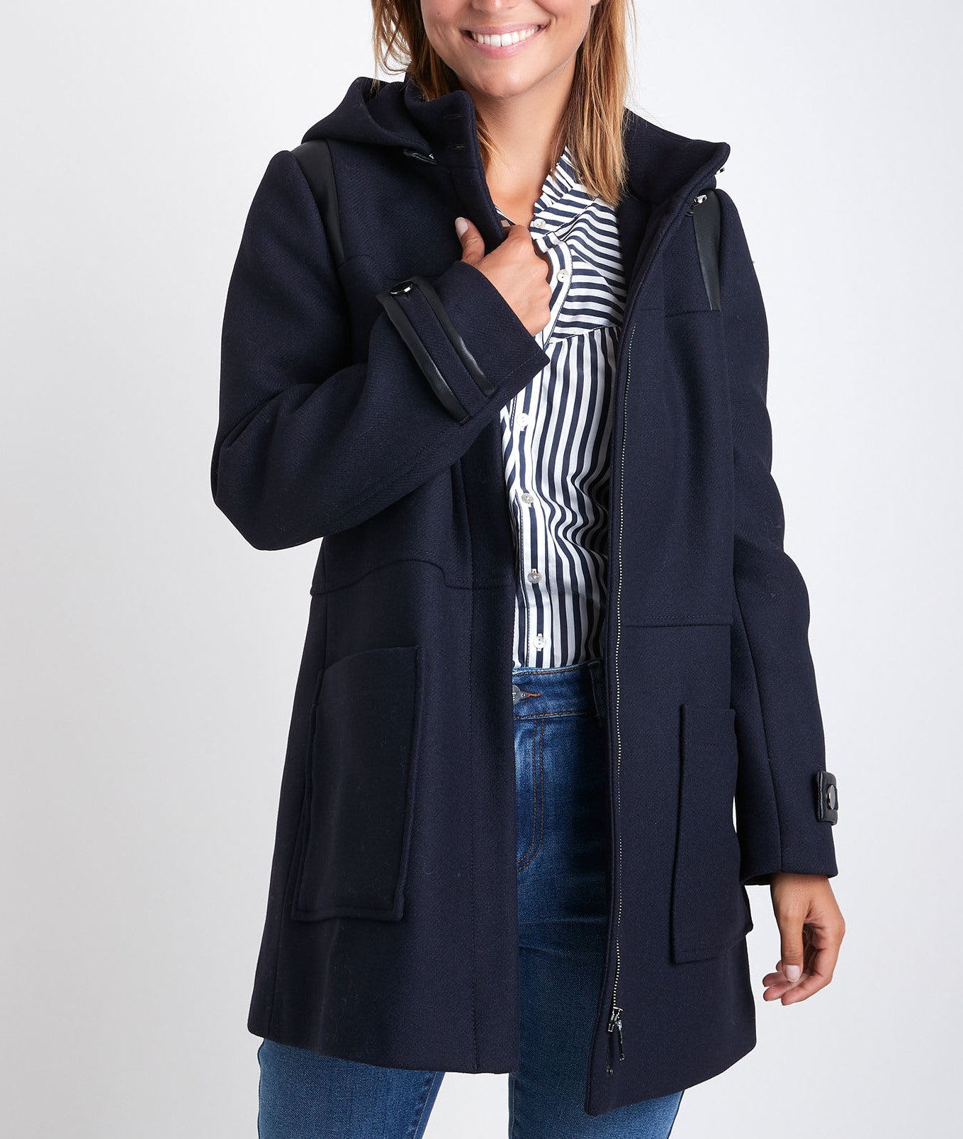 Manteau en laine recyclée à capuche Olivia Faume - seconde main