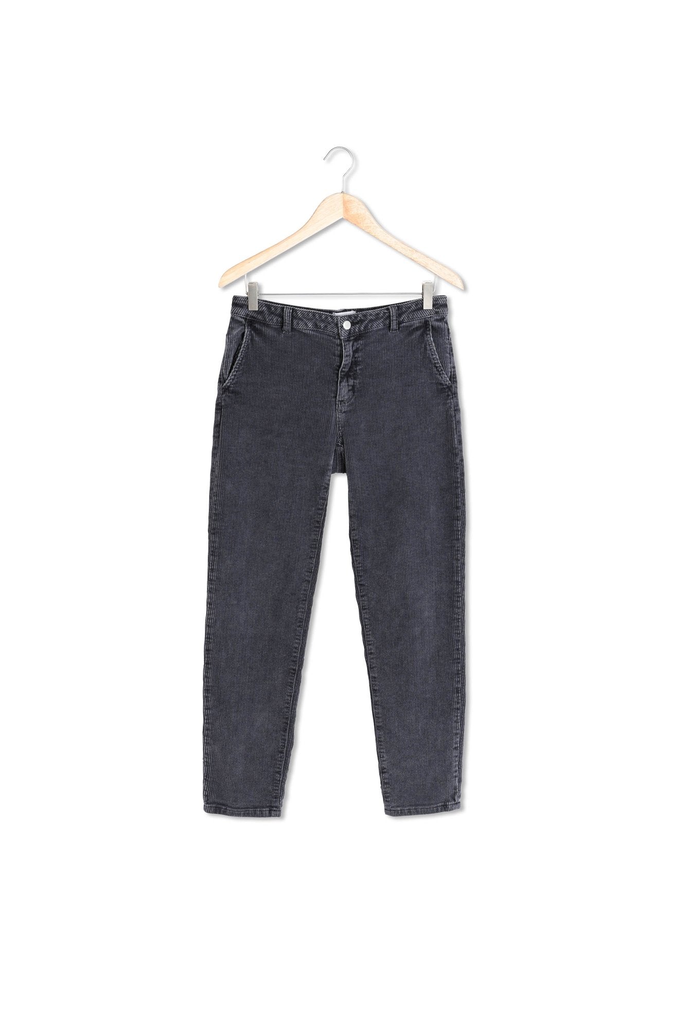 Pantalon chino en velours côtelé anthracite Farel Faume - seconde main